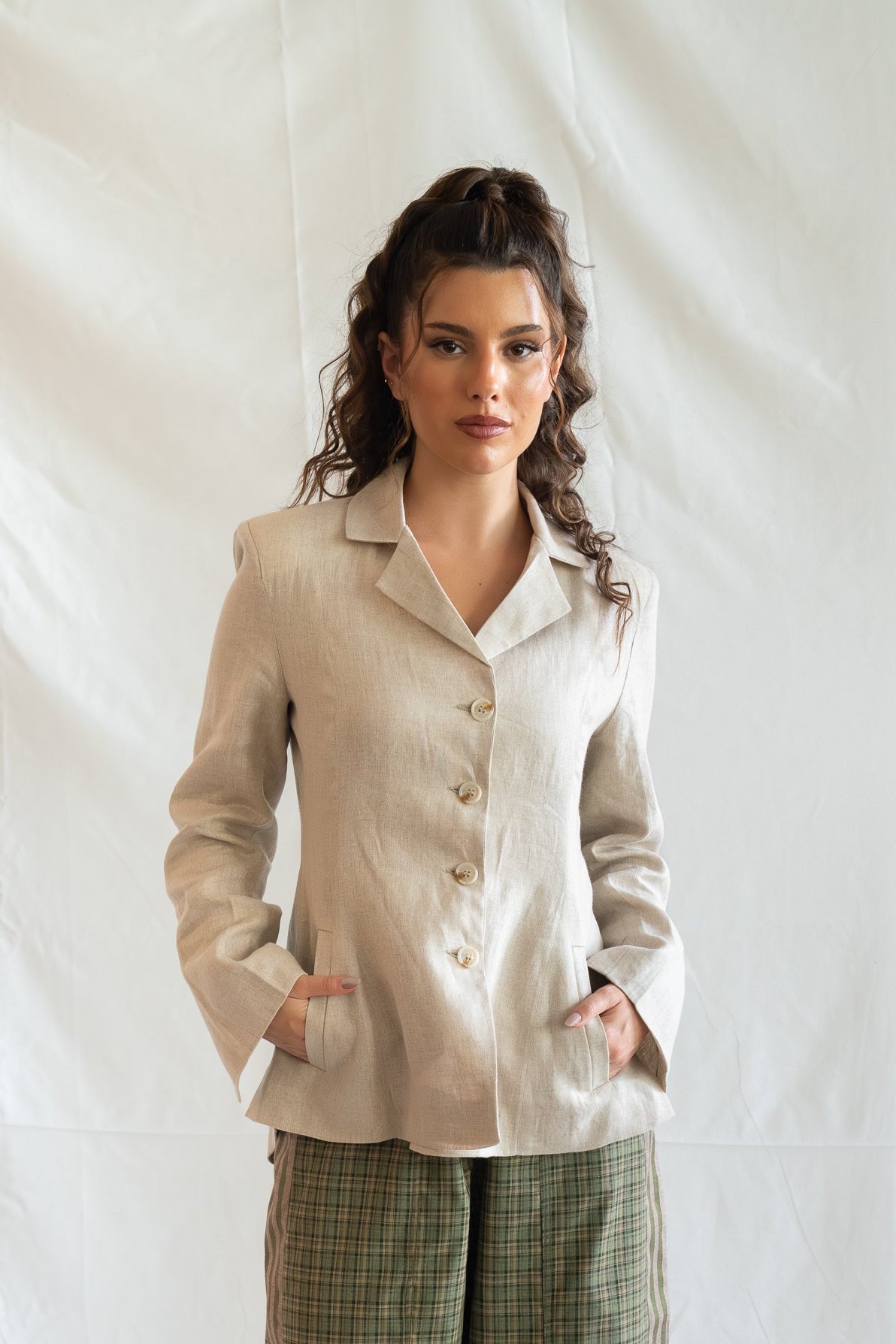 Sandstone blazer-pure linen