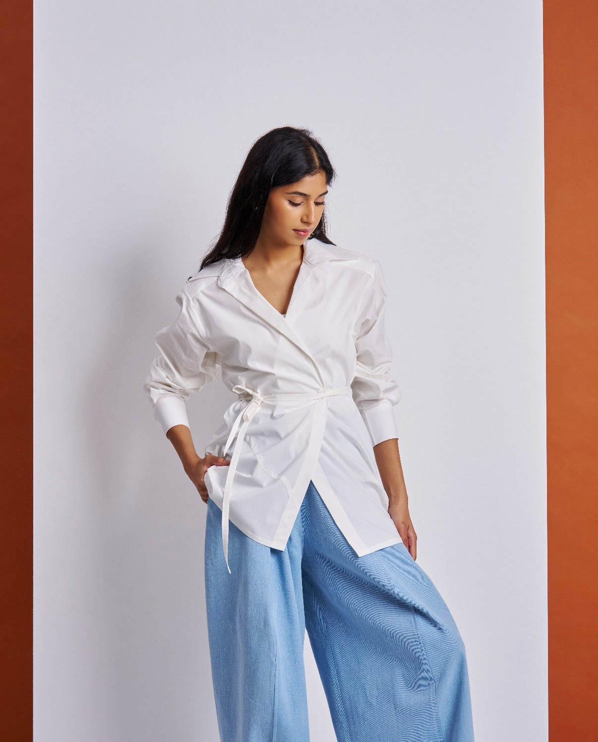Padded Wrap White Shirt
