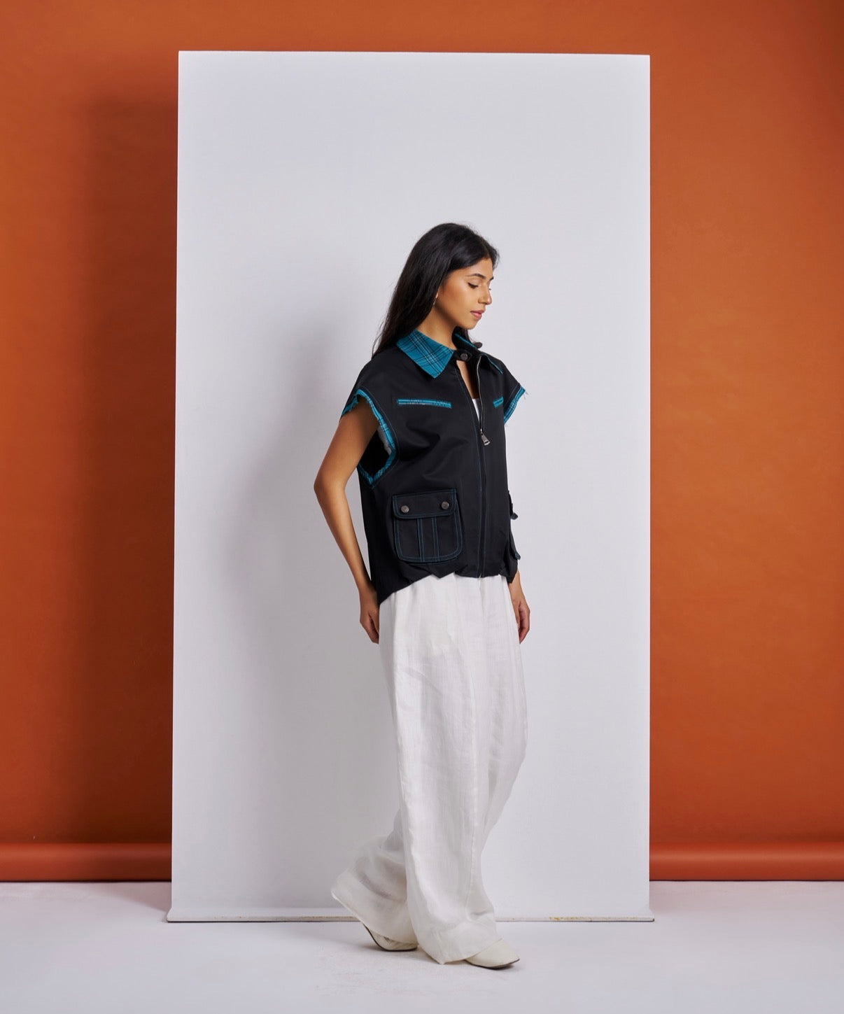black oversized vest