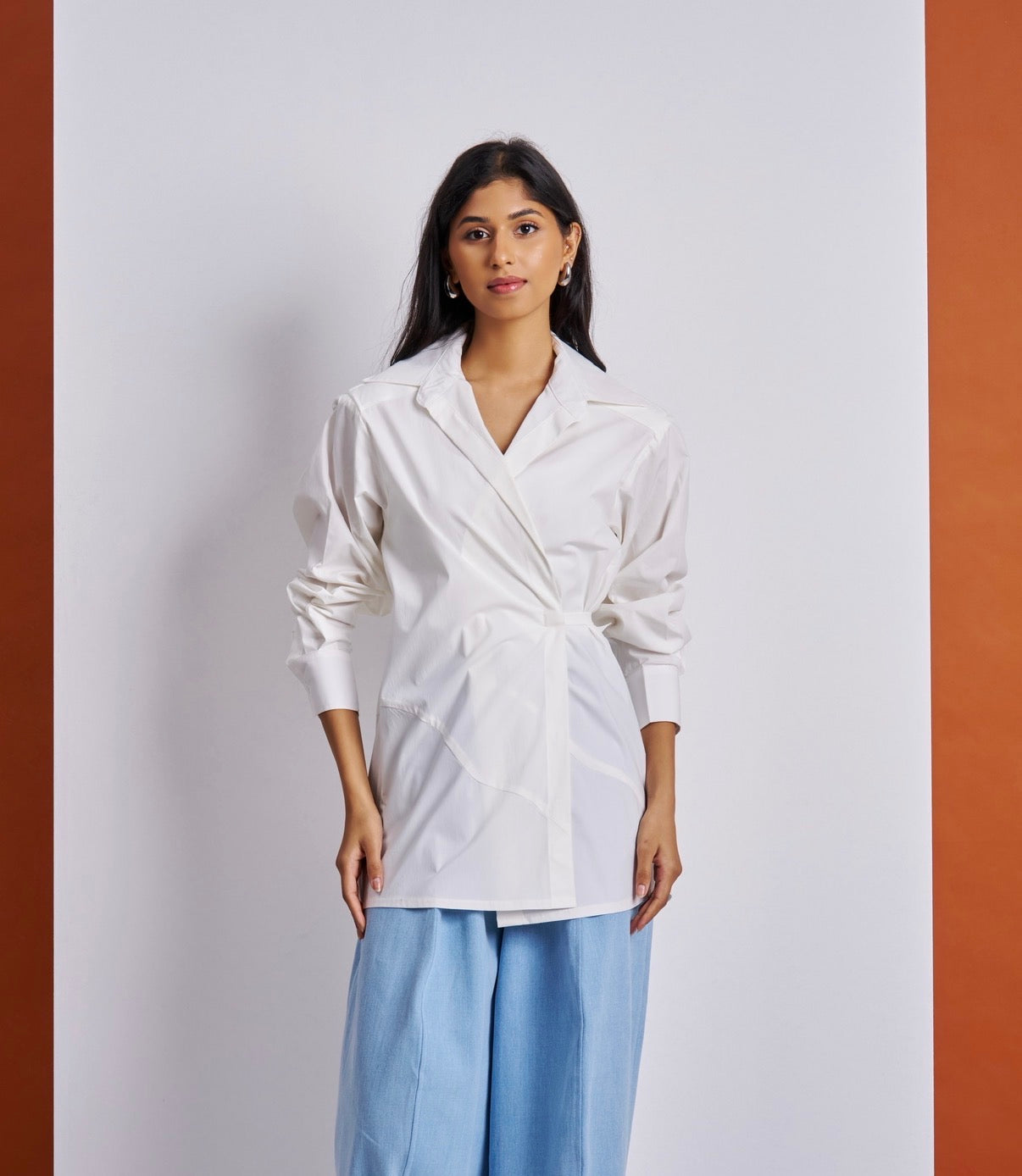 Padded Wrap White Shirt