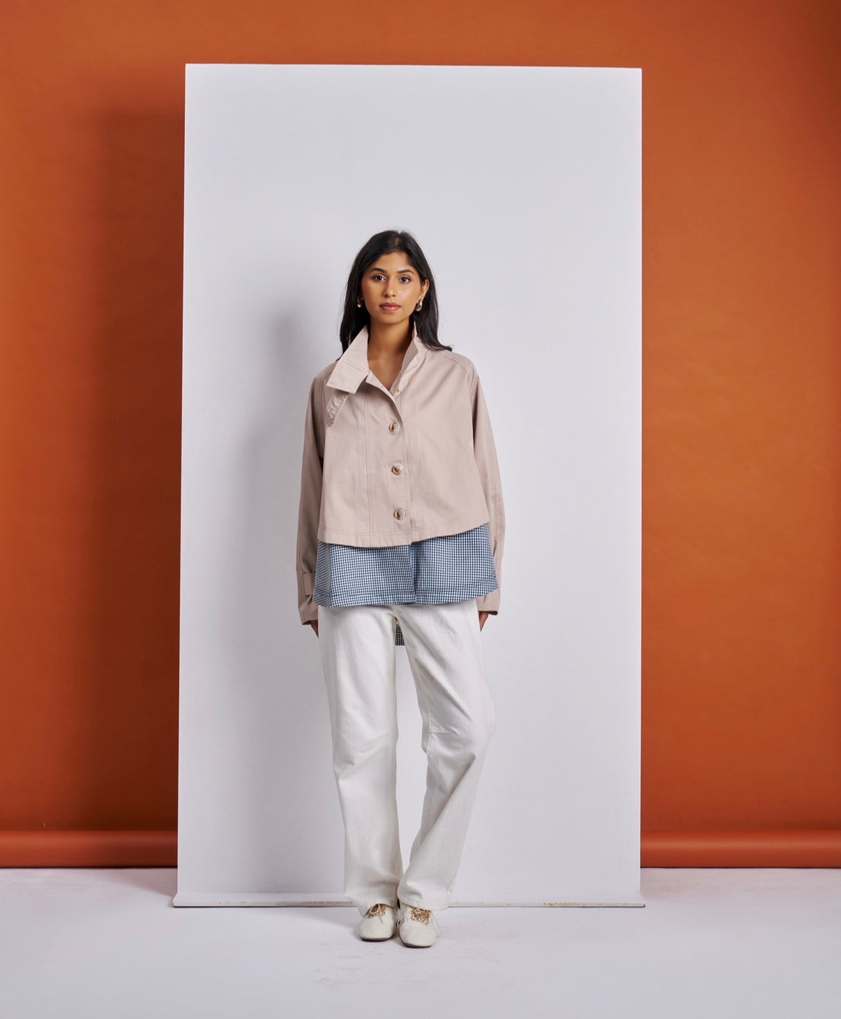 Oversized Ecru Short Trench