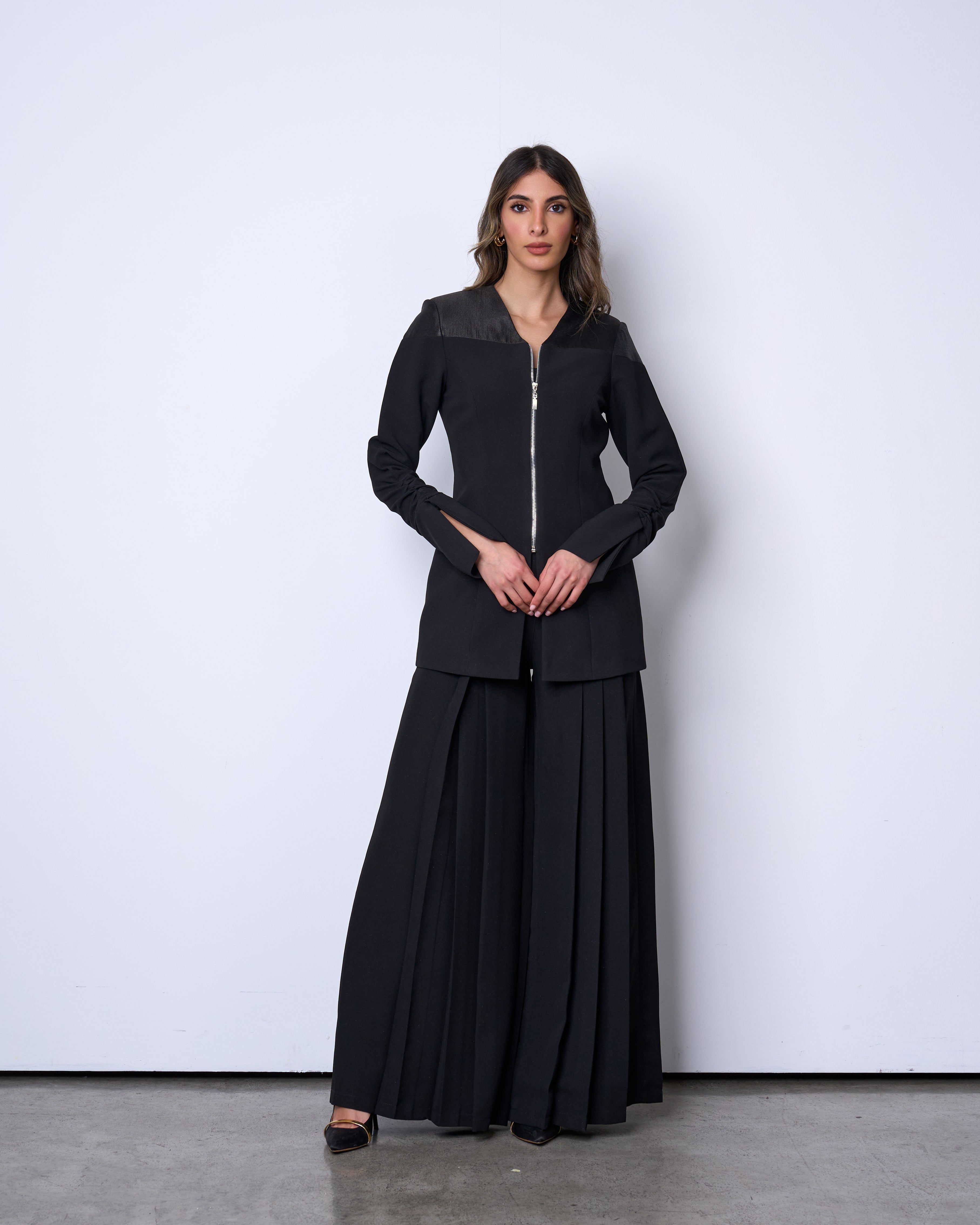 Black Structured Zip Blazer