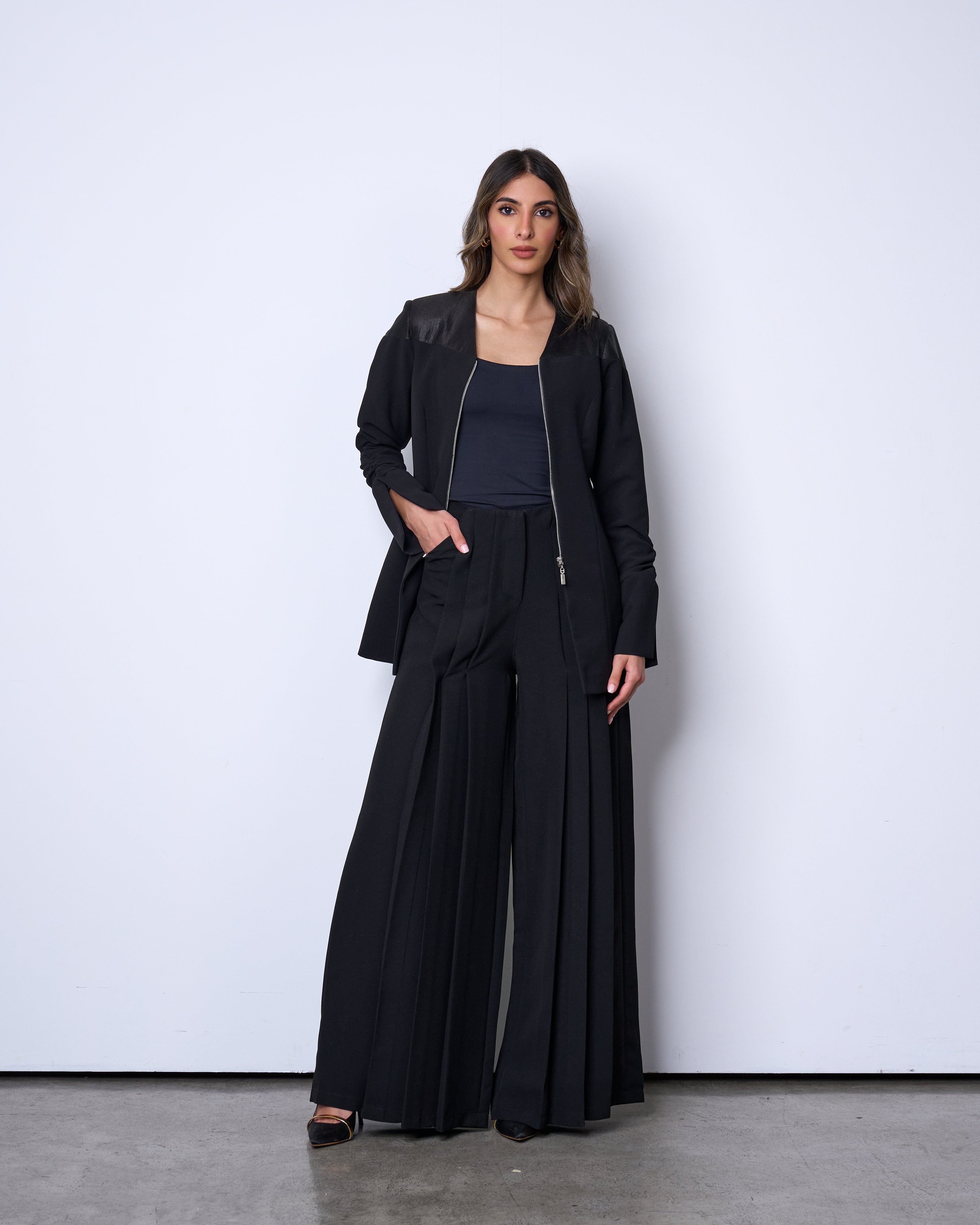 Black Structured Zip Blazer