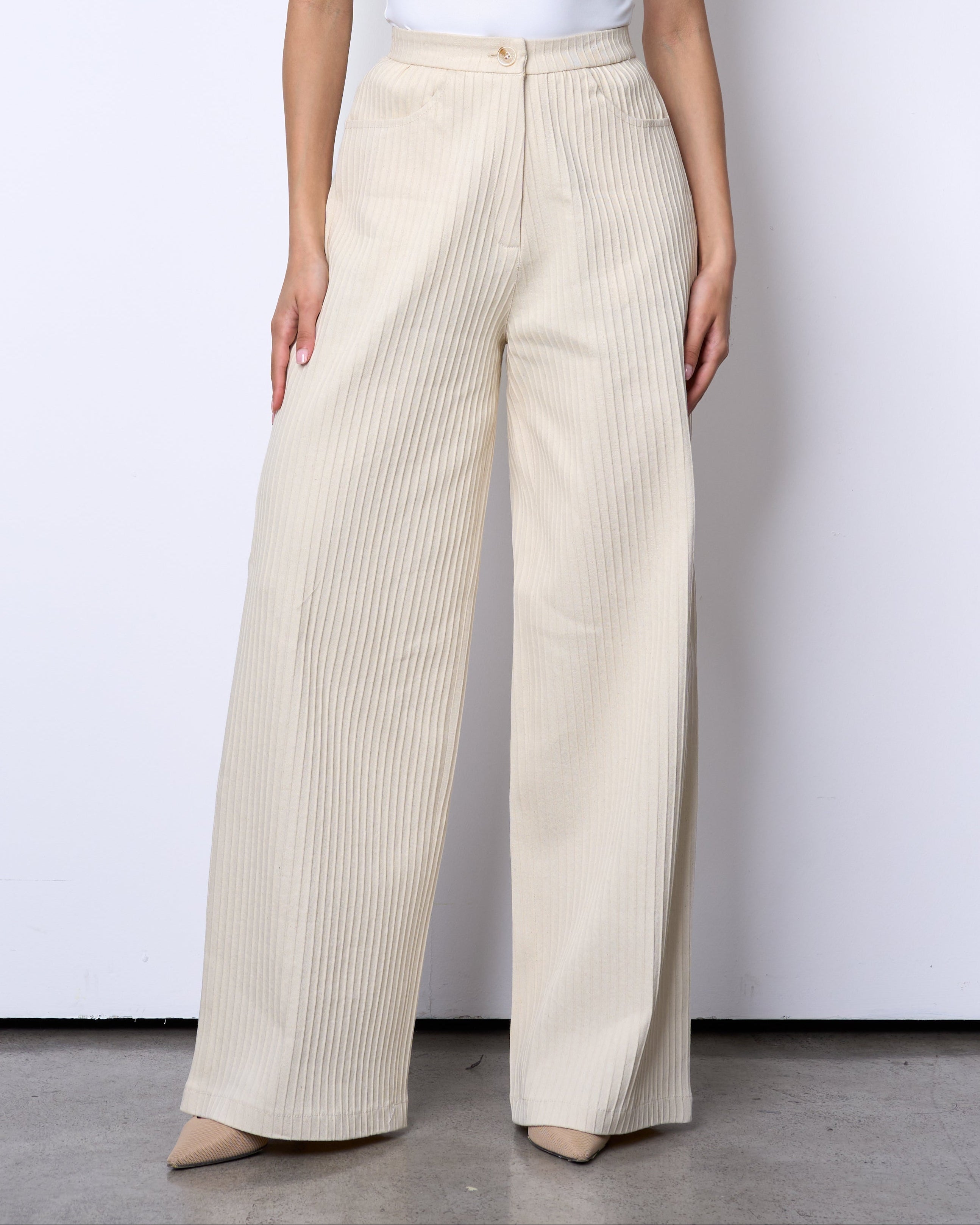 Ecru Striped Pants