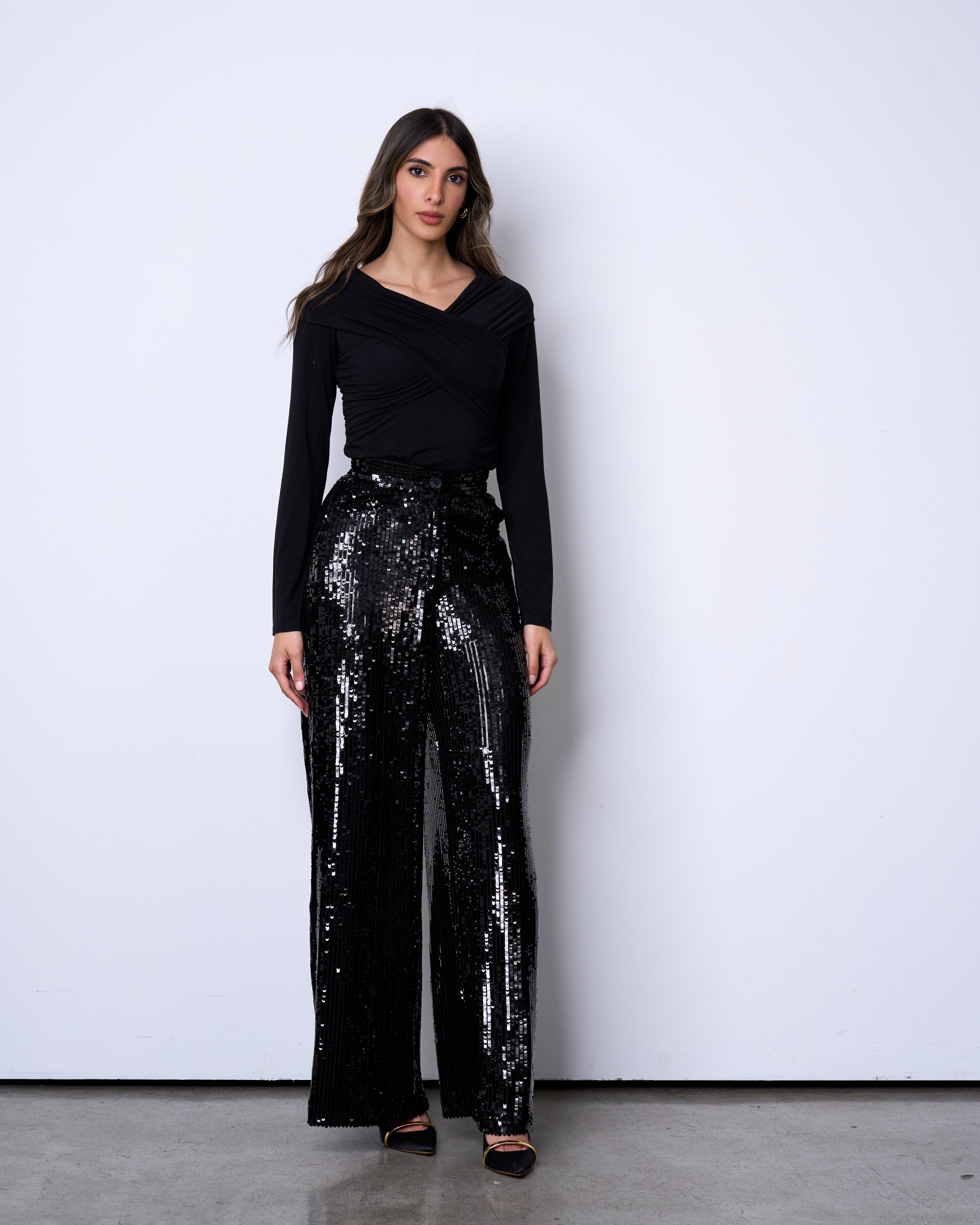 black Sequin Pants