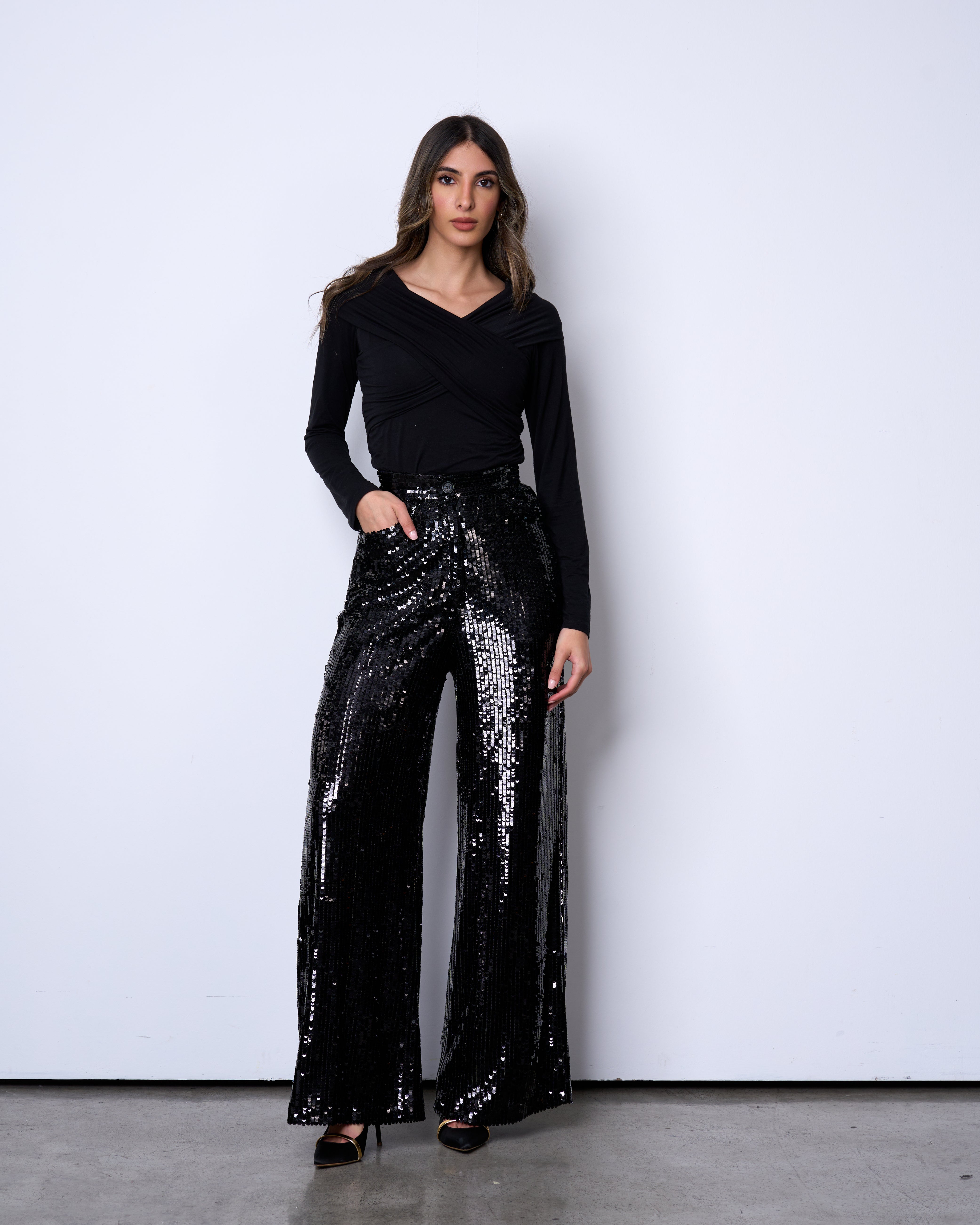 black Sequin Pants