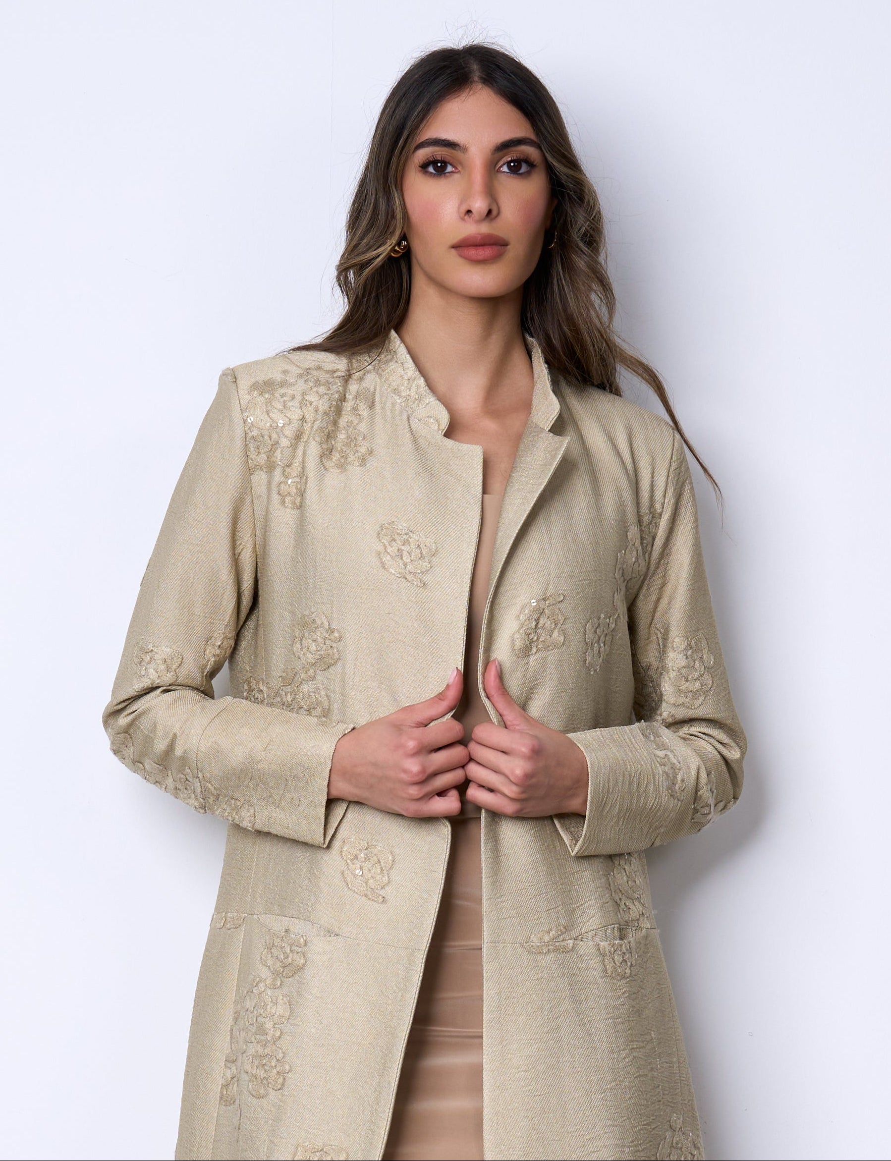 Floral Applique Beige jacket