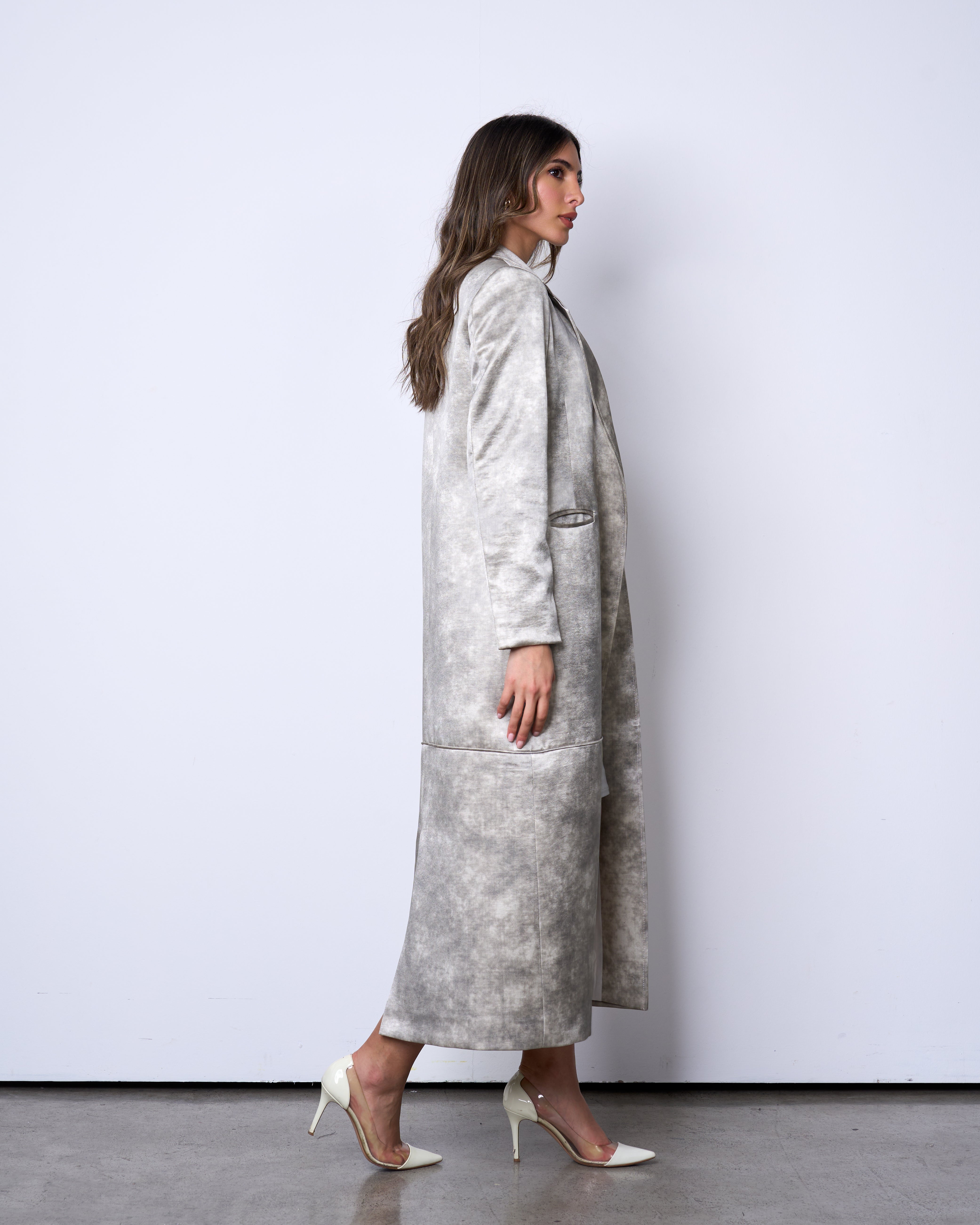Pearl Grey Long Blazer