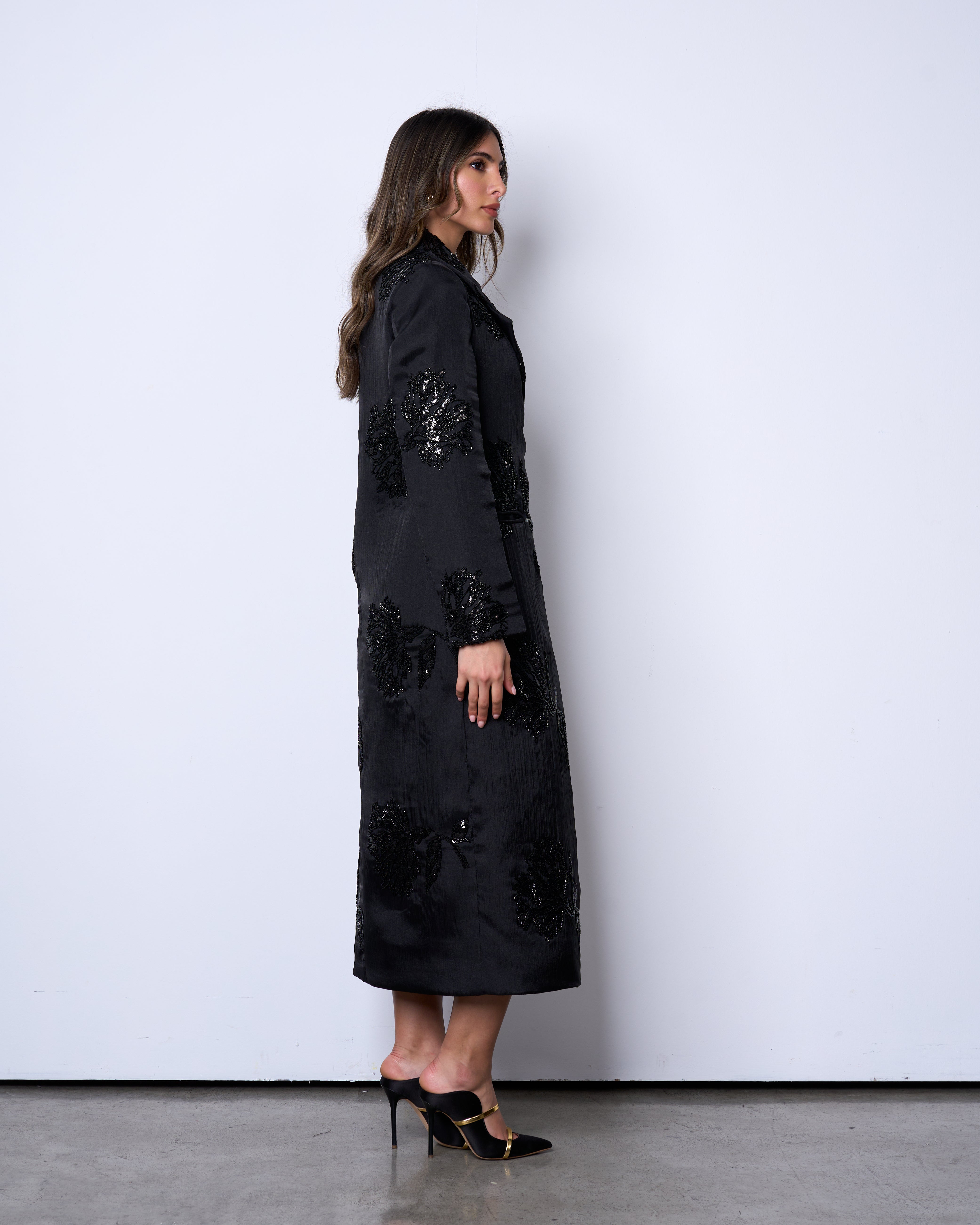 Black Embellished Long Blazer