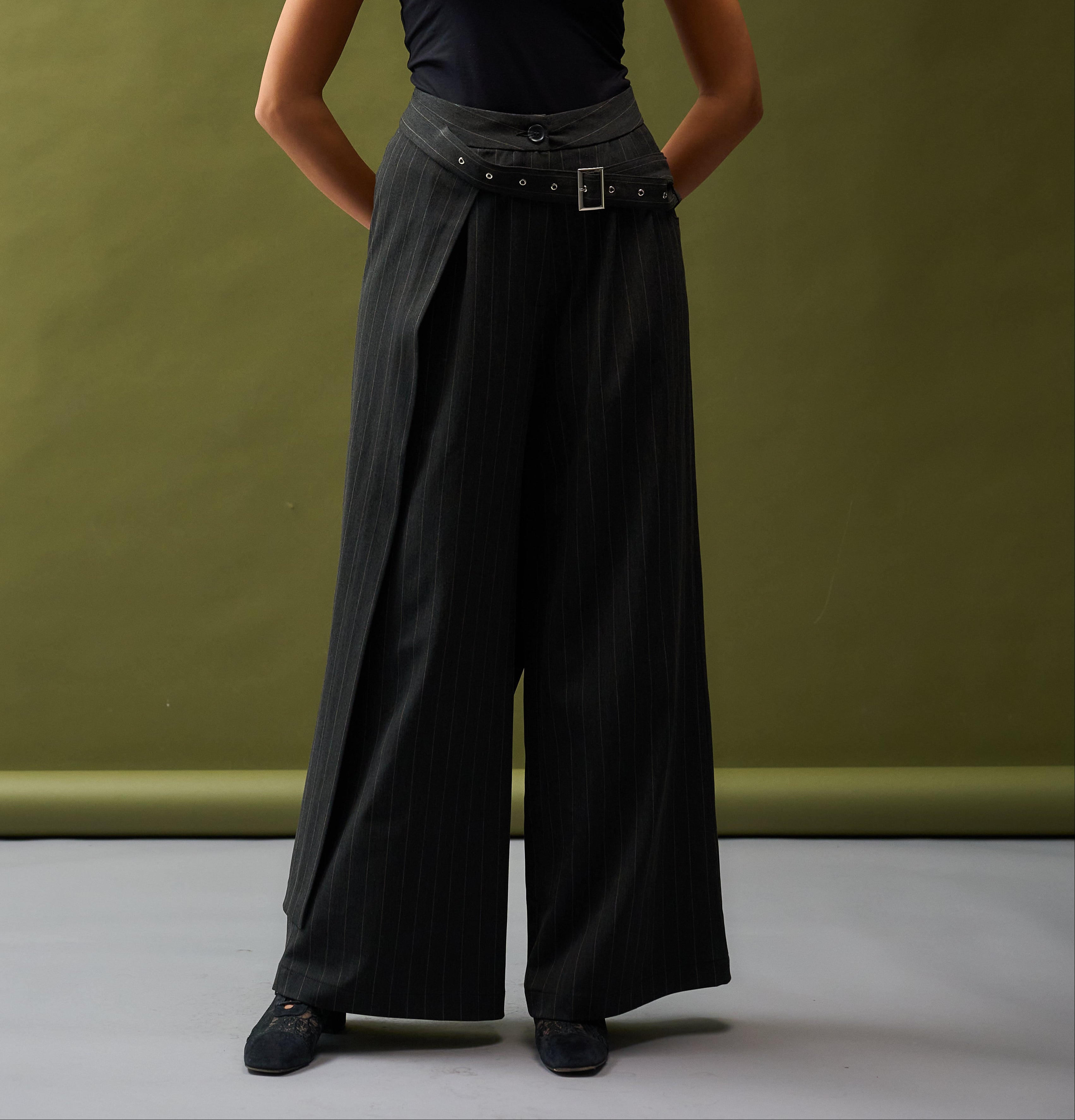 Wrap Pinstripe Pants