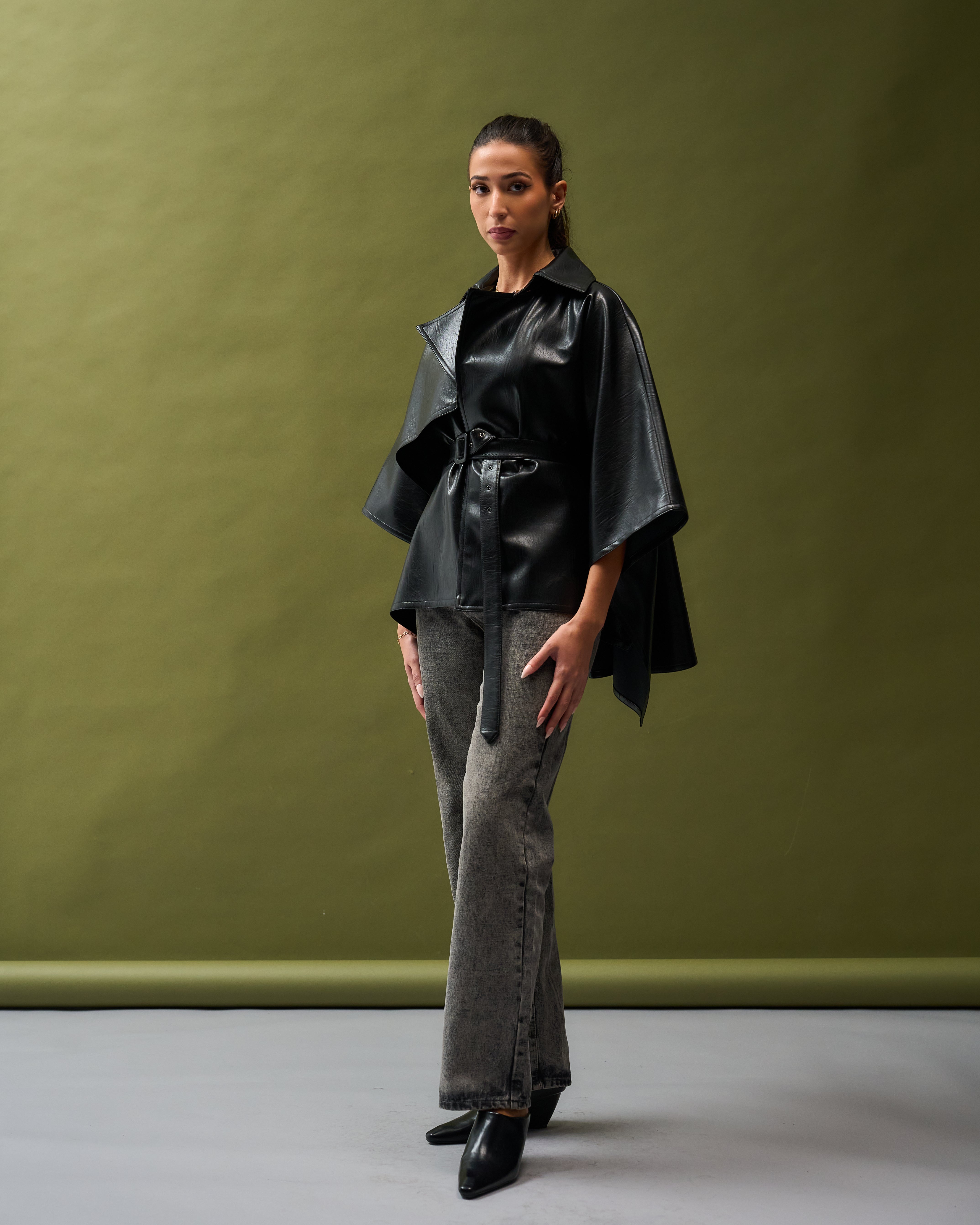 Belted Leather Cape