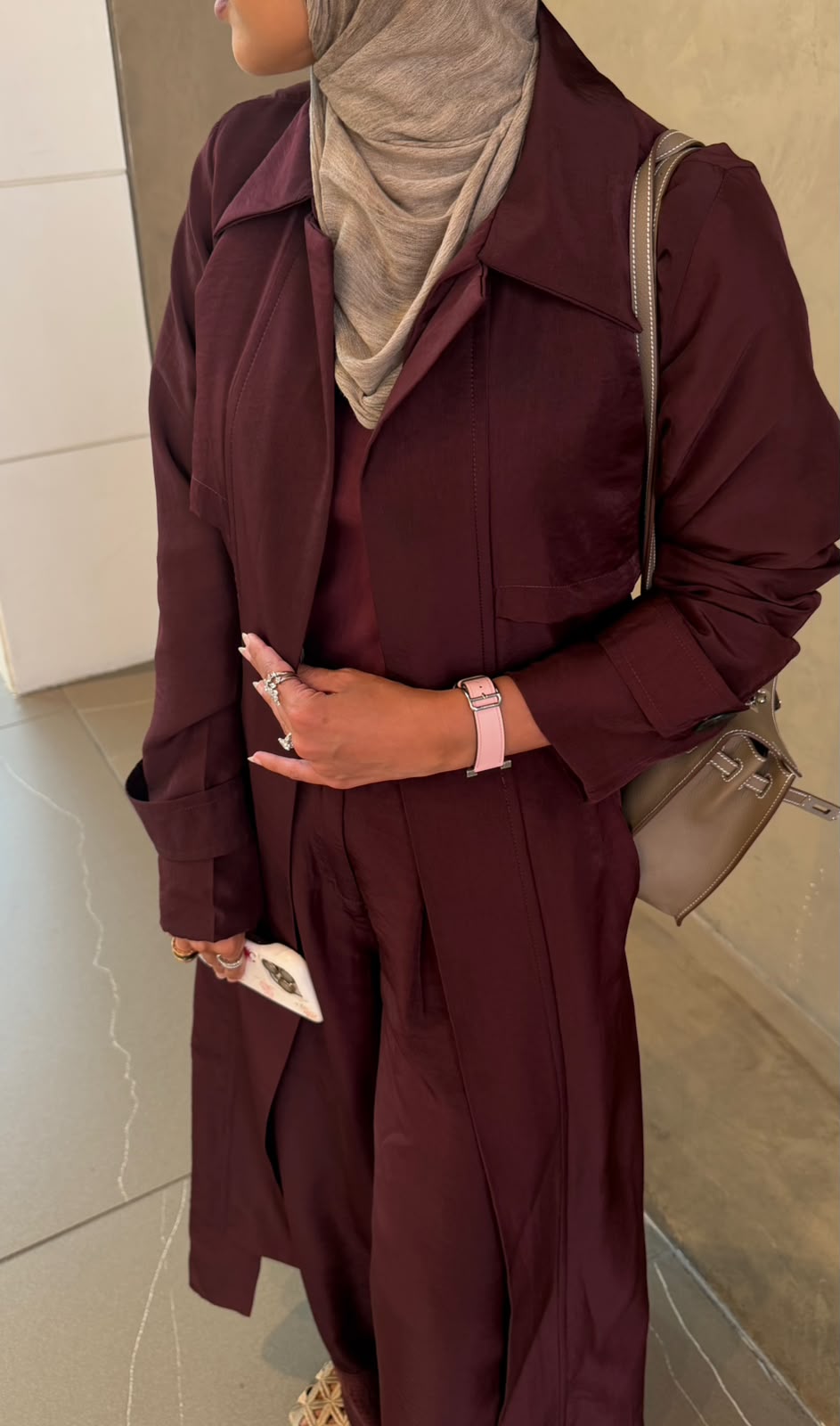 Burgundy trench Set