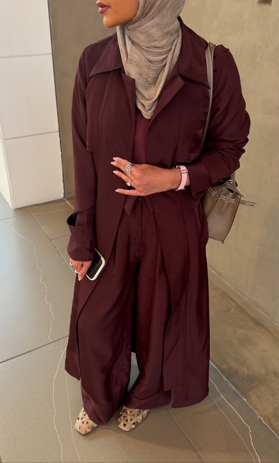 Burgundy trench Set