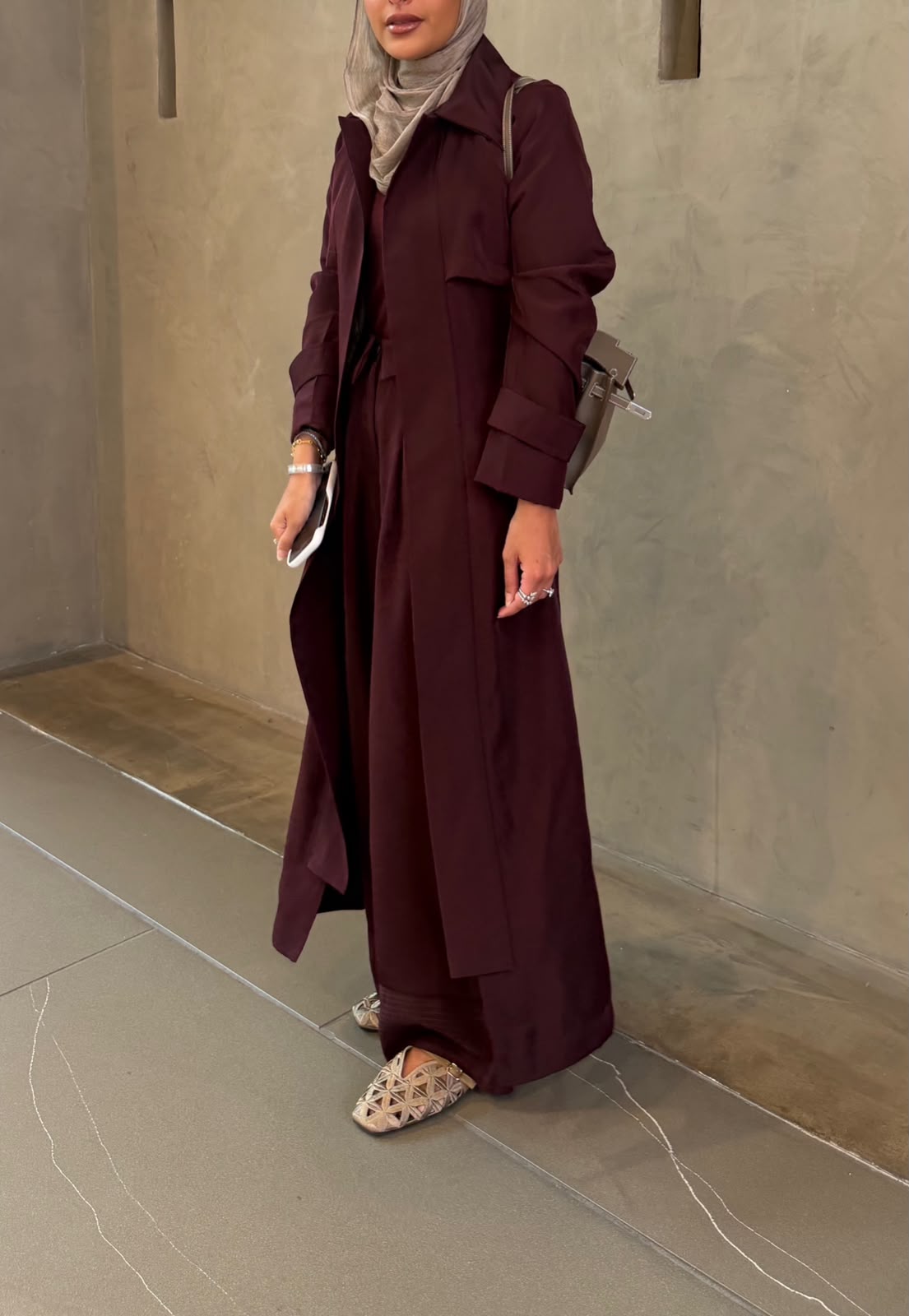 Burgundy trench Set