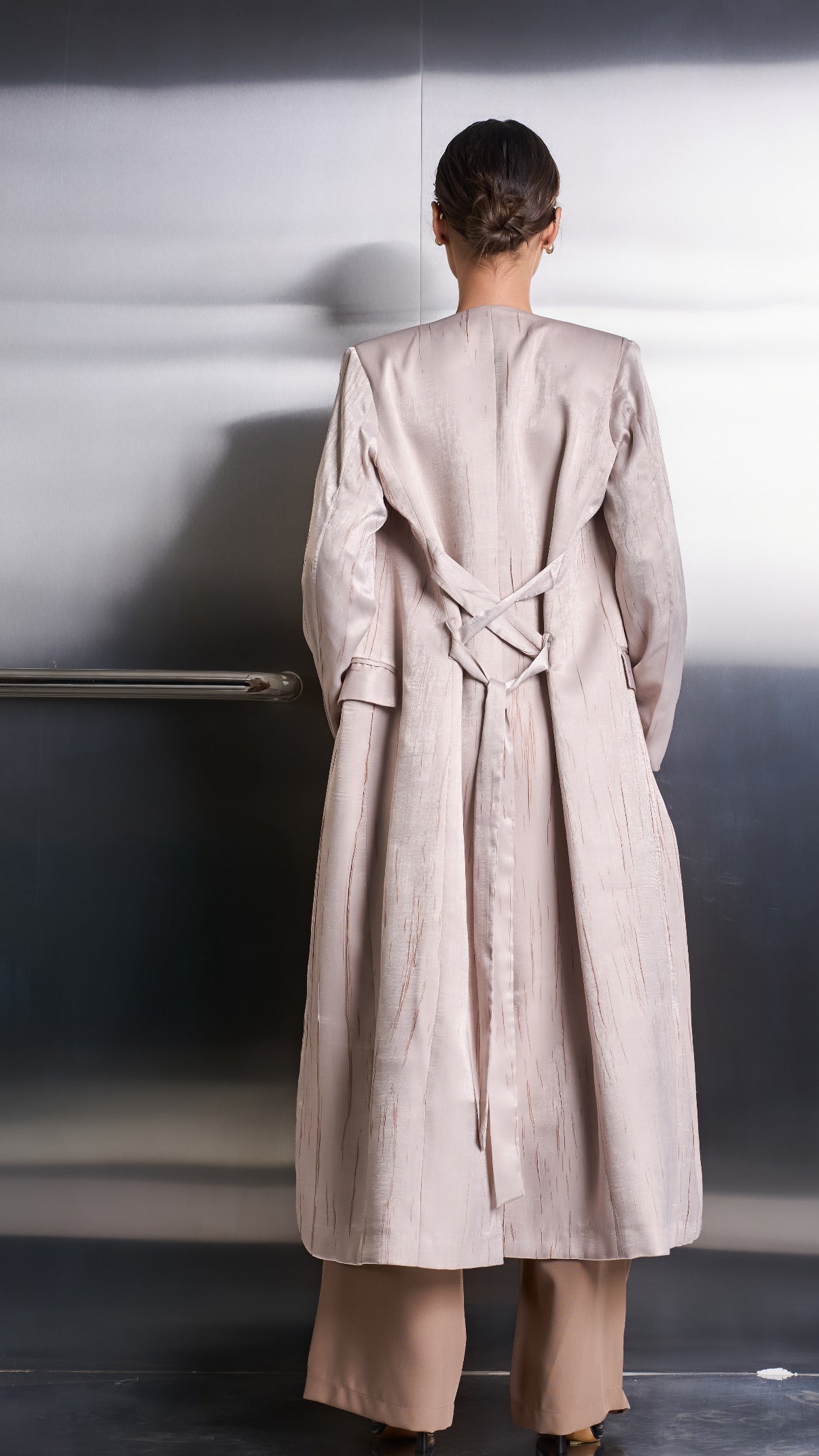 Camel Strokes Long Blazer