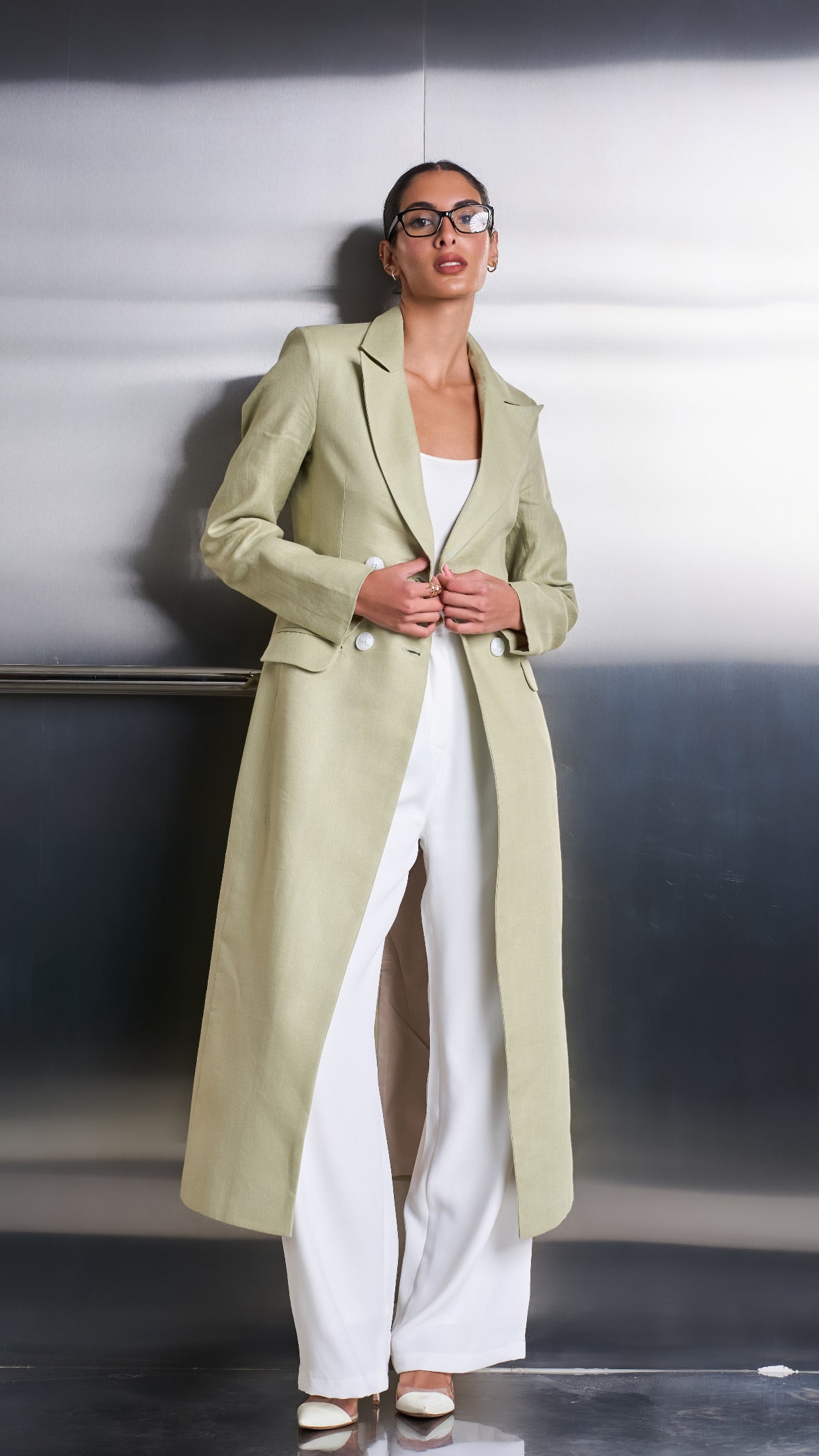 Sage Long Blazer-pure Linen