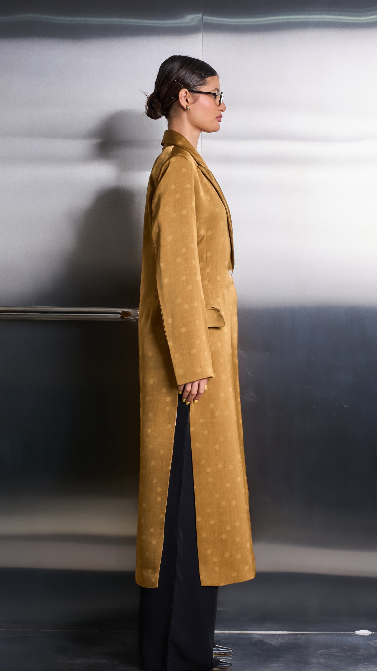 Dotted Mustard Long Blazer