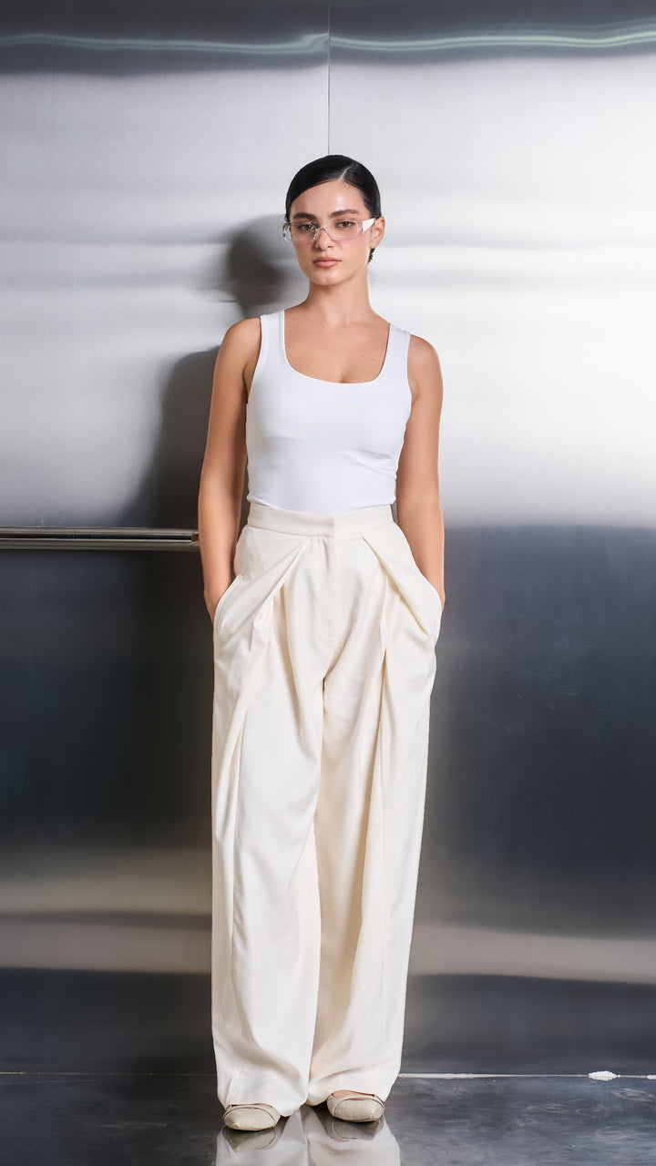 Ivory Draped Pants