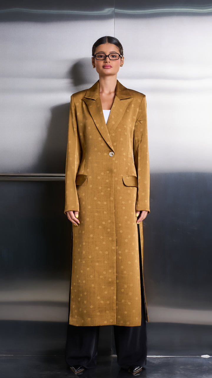 Dotted Mustard Long Blazer