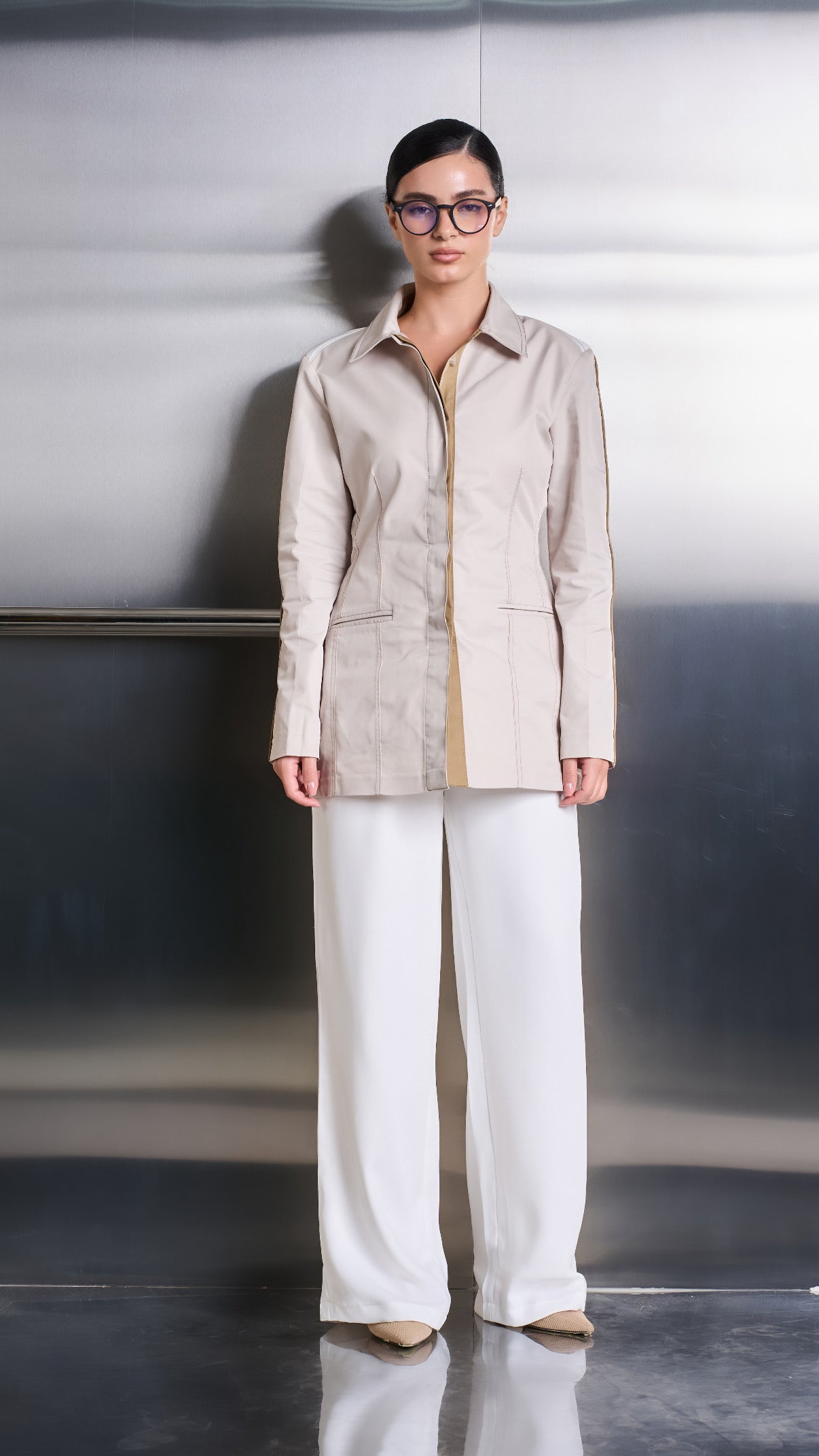 Cream Structured Top