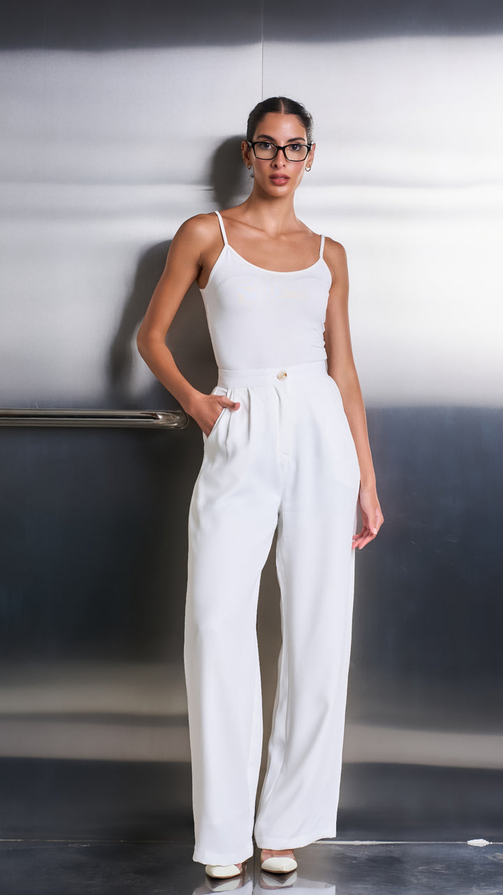 White wide leg pants