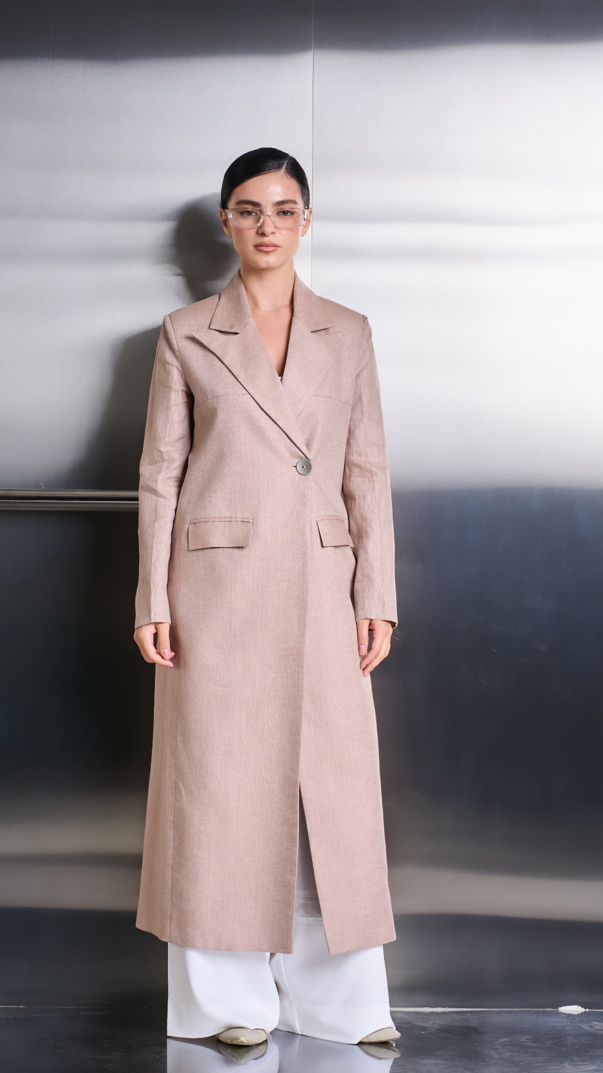 Dusty Rose Long Blazer - Pure Linen