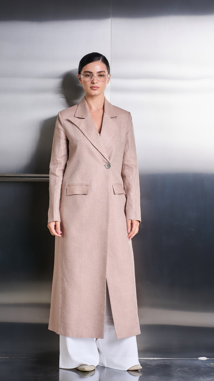 Dusty Rose Long Blazer - Pure Linen