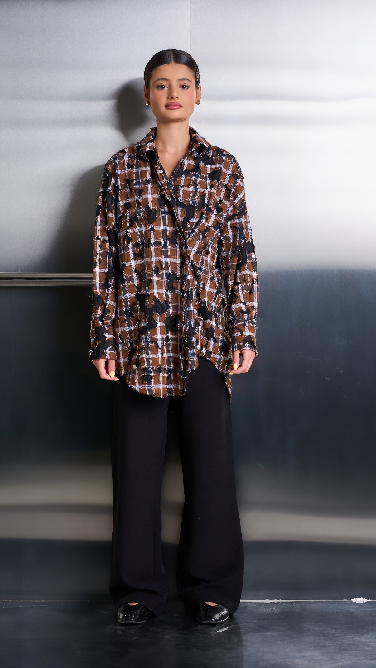 Plaid Side Buttoned Top