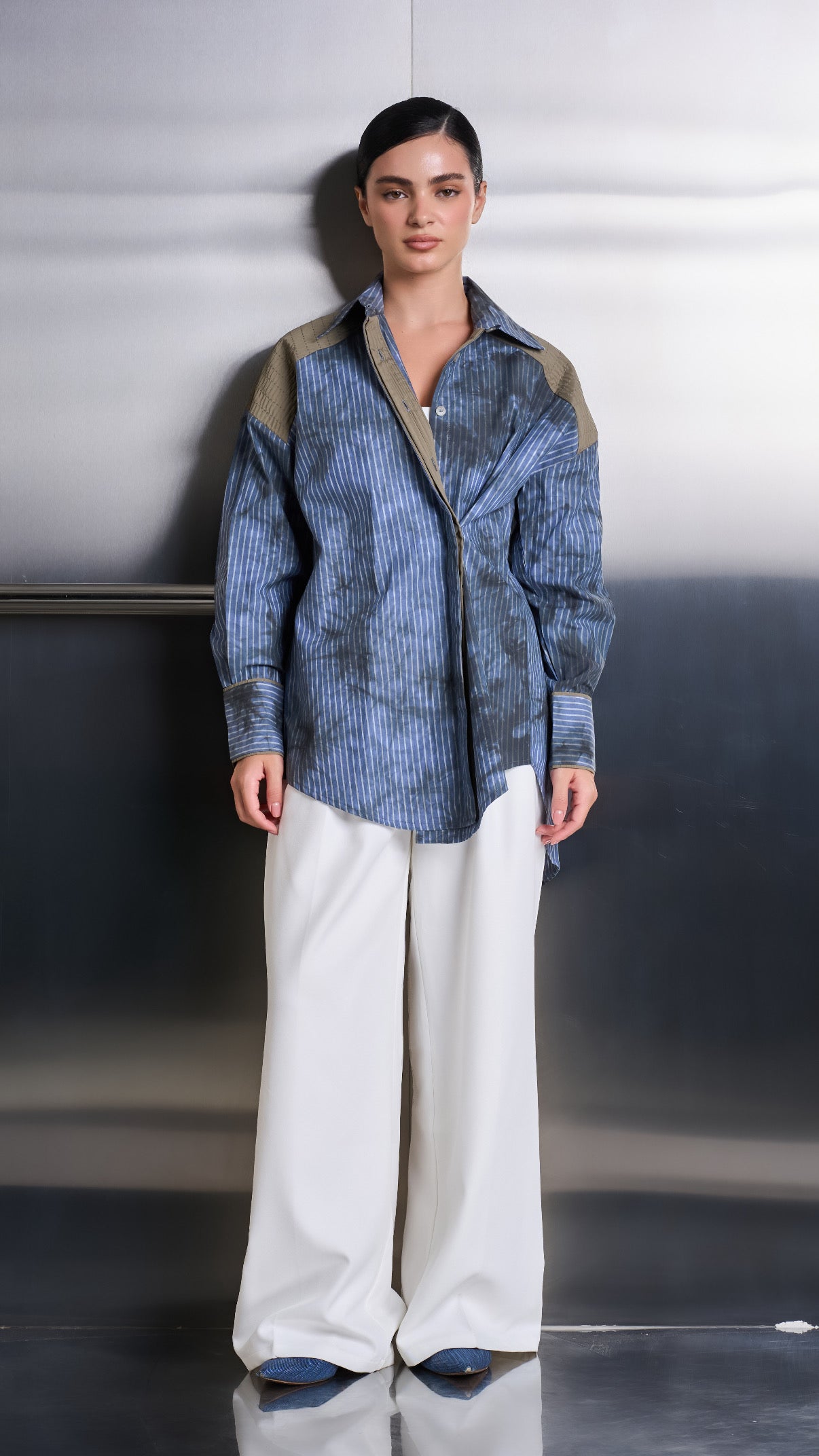 Washed blue Stripes Shirt