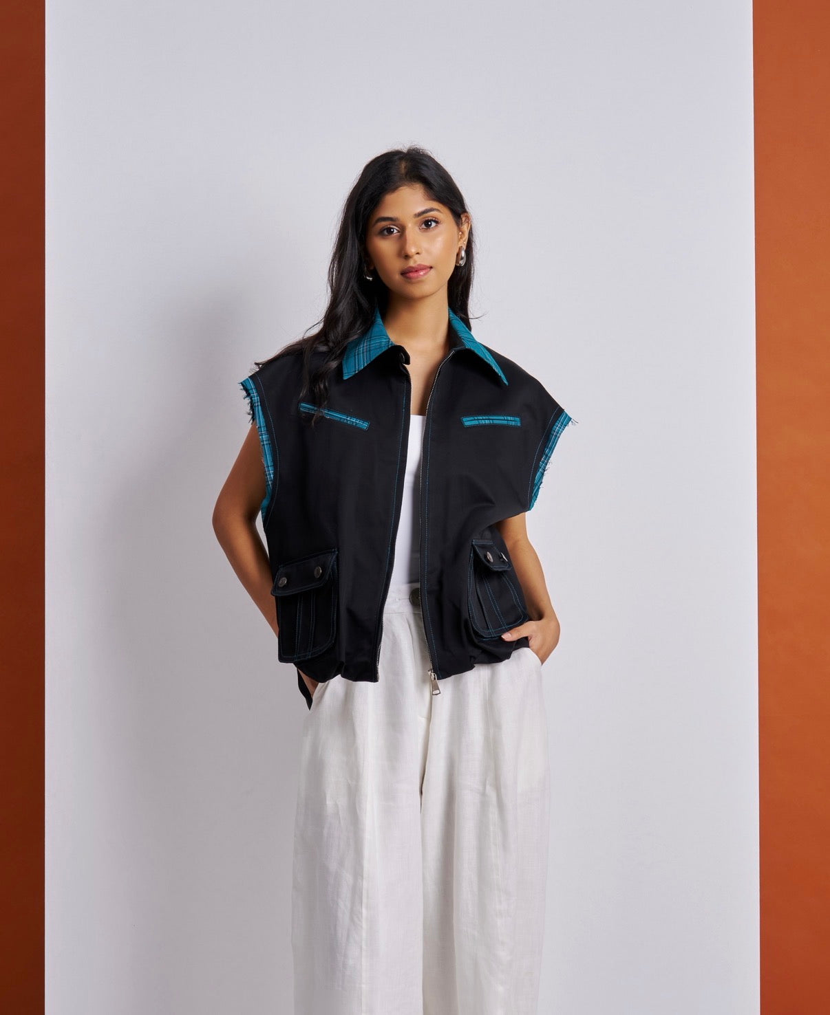 black oversized vest