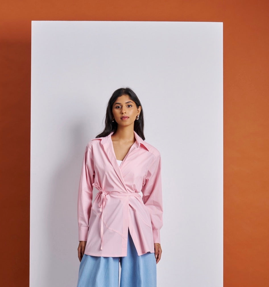 Padded Wrap Pink Shirt