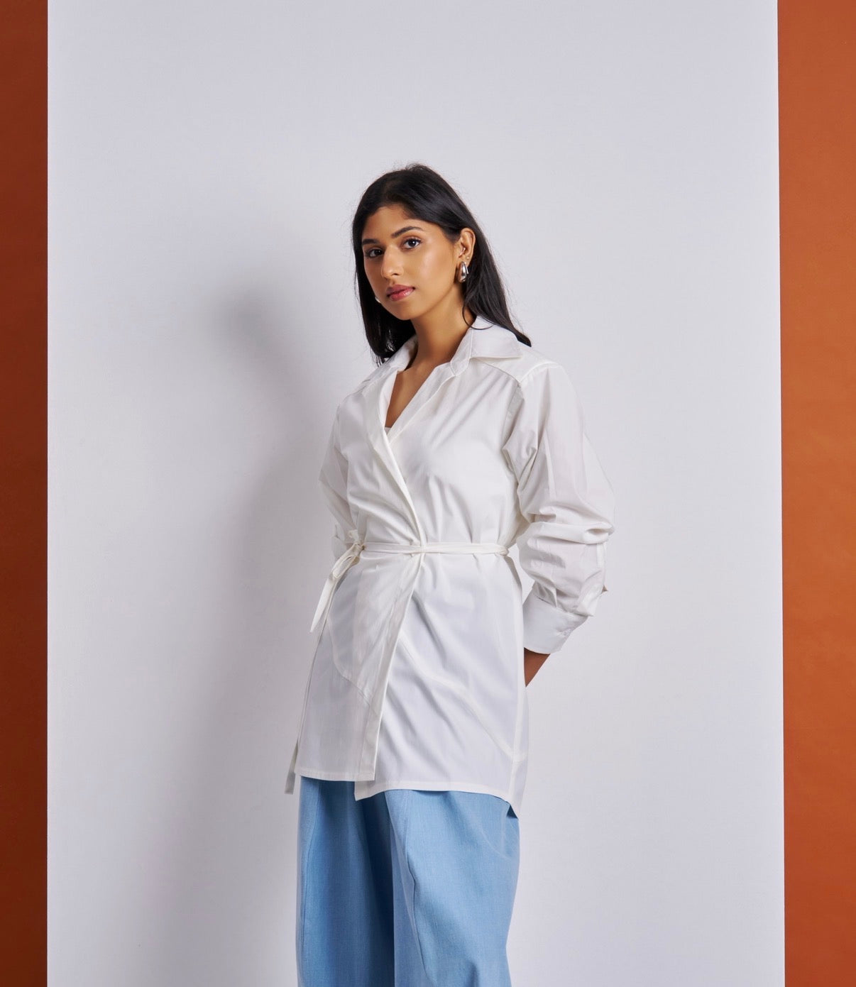 Padded Wrap White Shirt