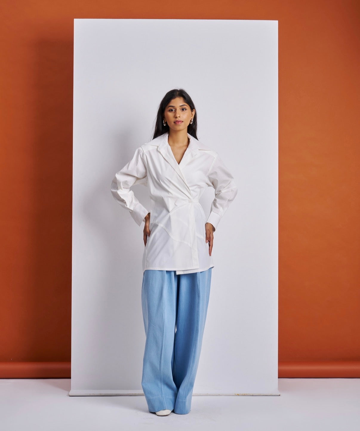 Padded Wrap White Shirt