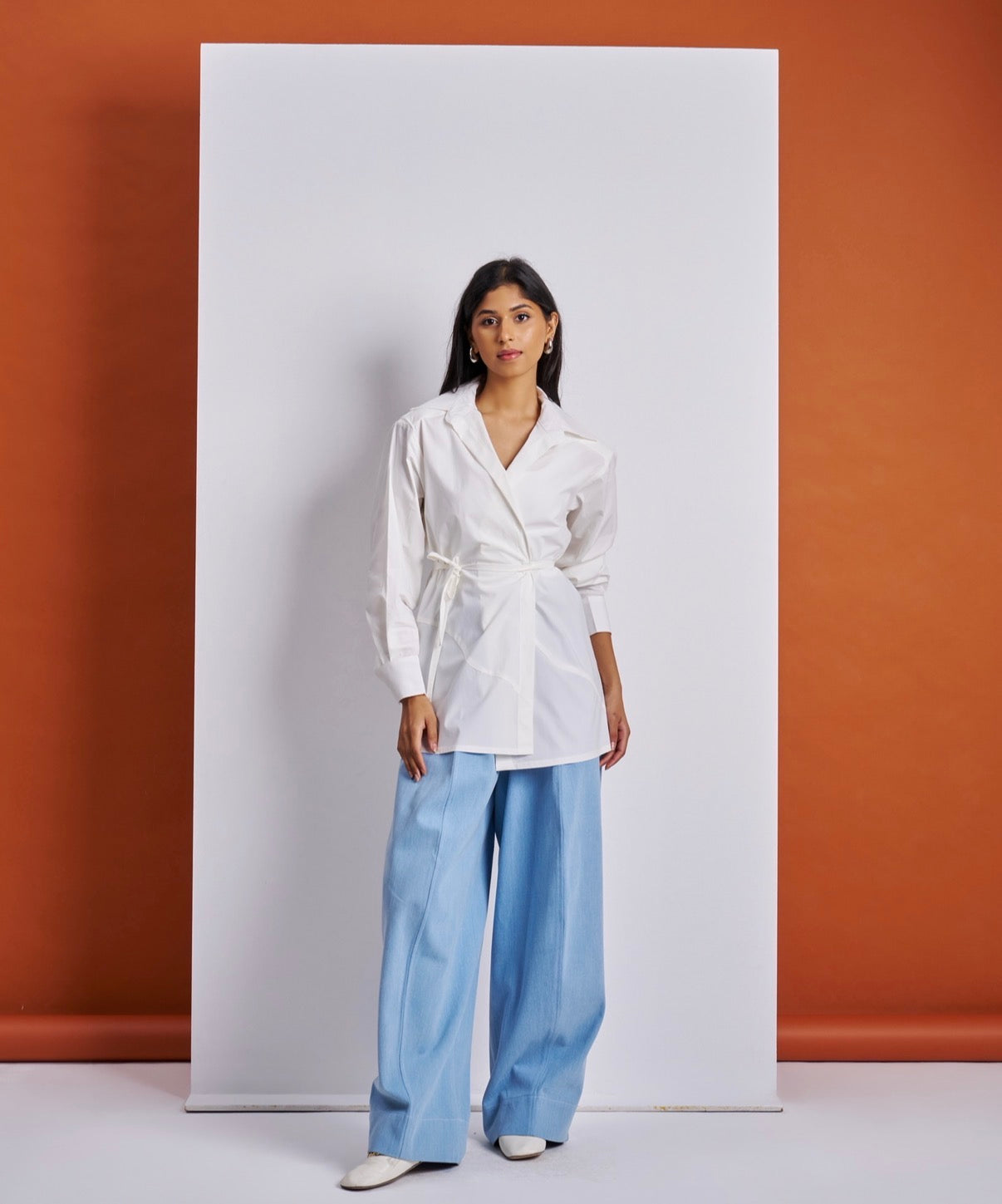 Padded Wrap White Shirt