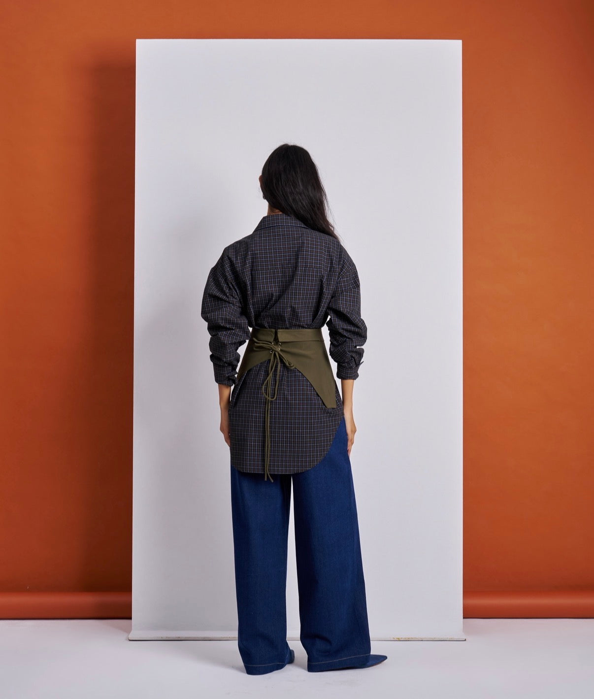 chequered Corset Belt Shirt
