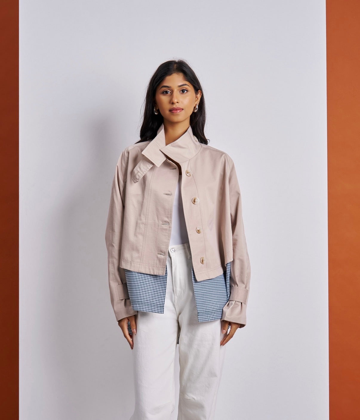 Oversized Ecru Short Trench
