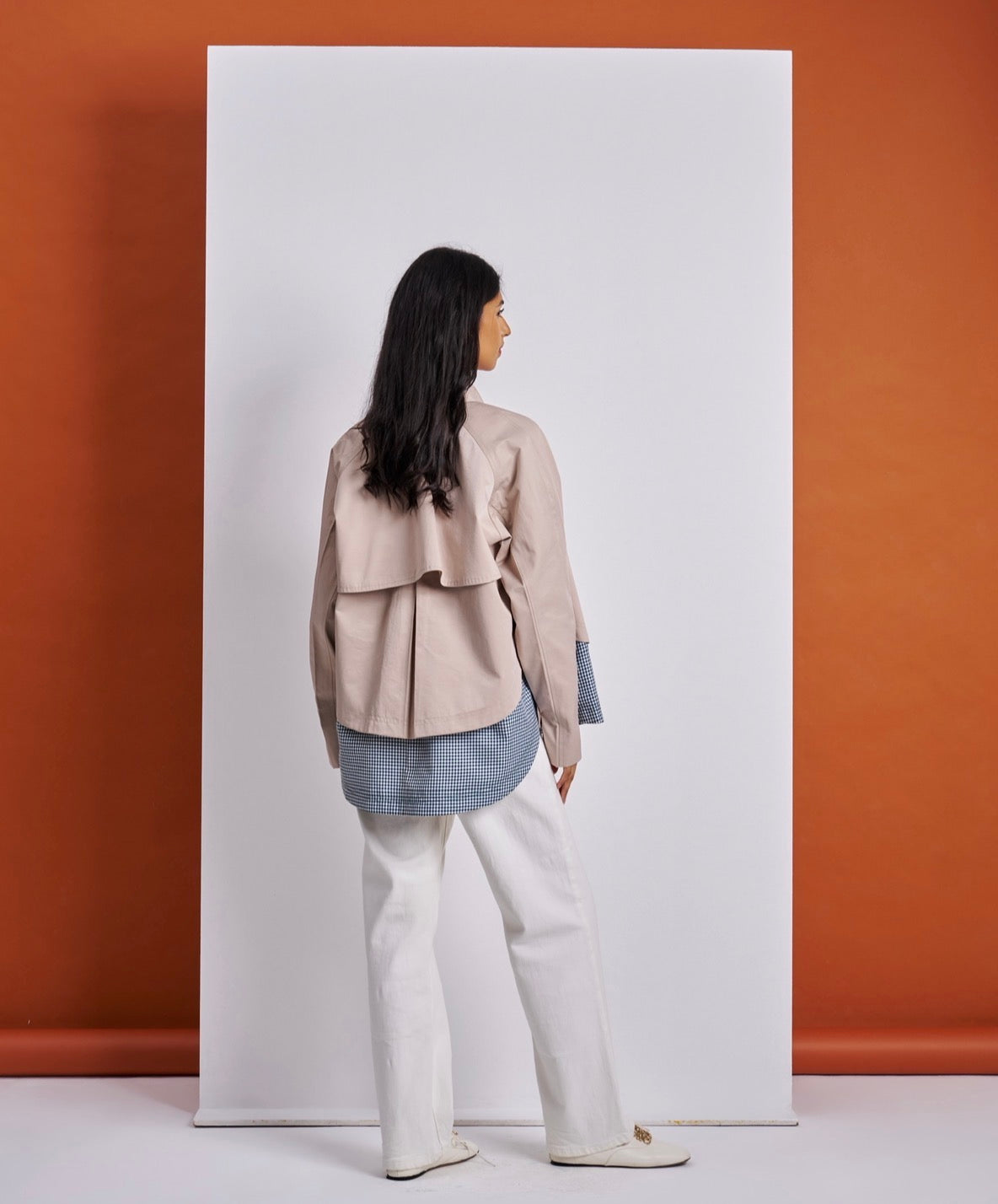 Oversized Ecru Short Trench
