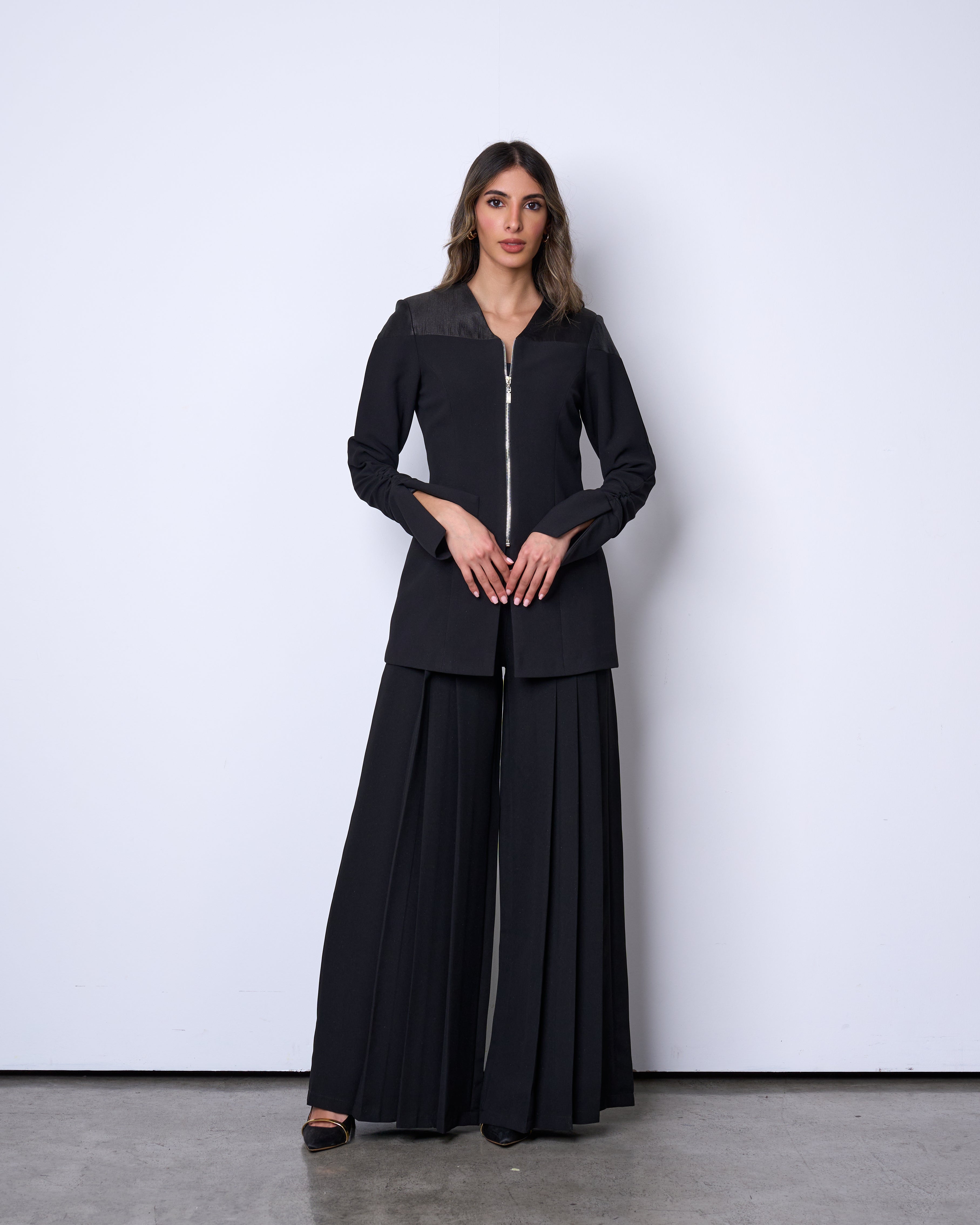 Black Structured Zip Blazer