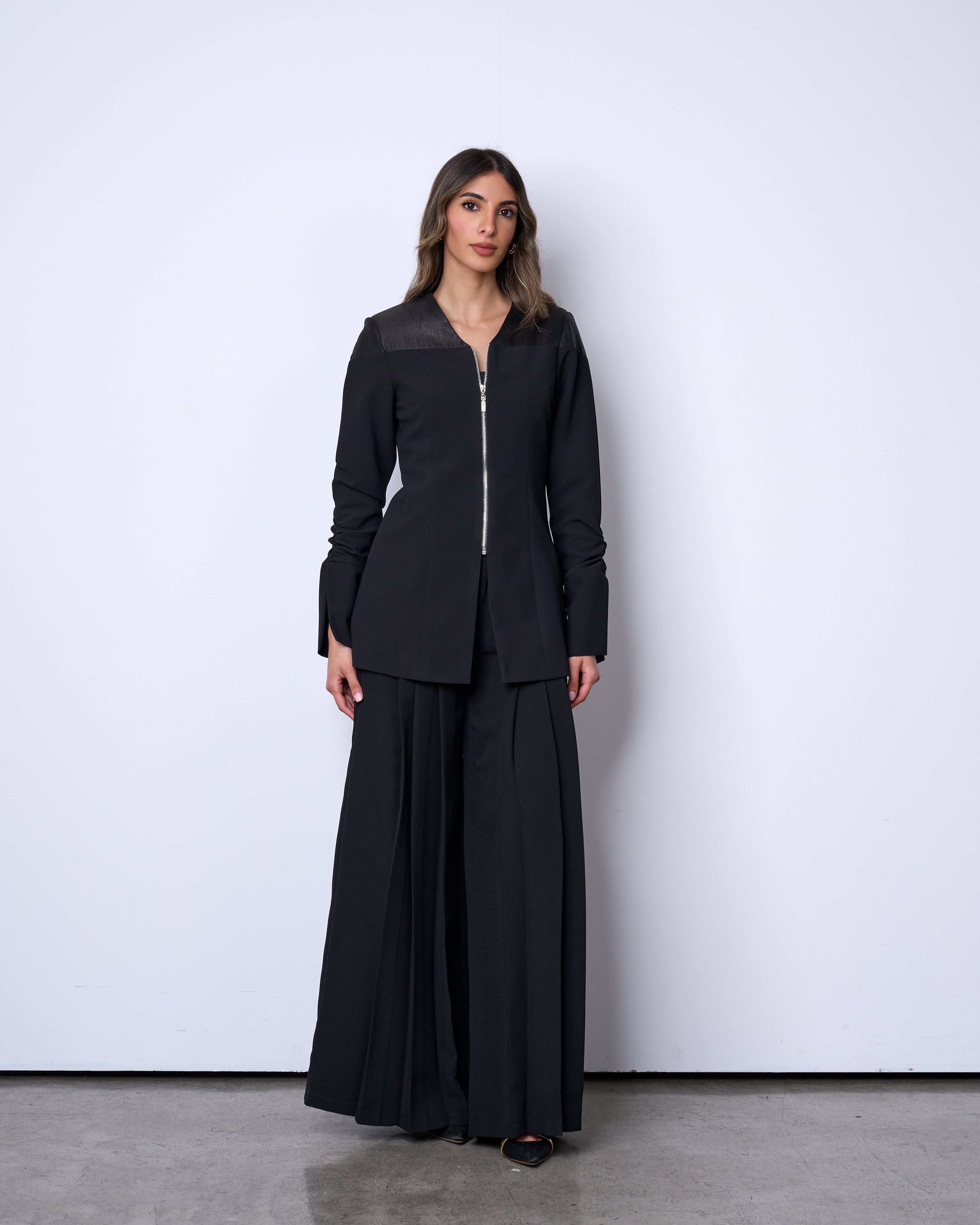 Black Structured Zip Blazer