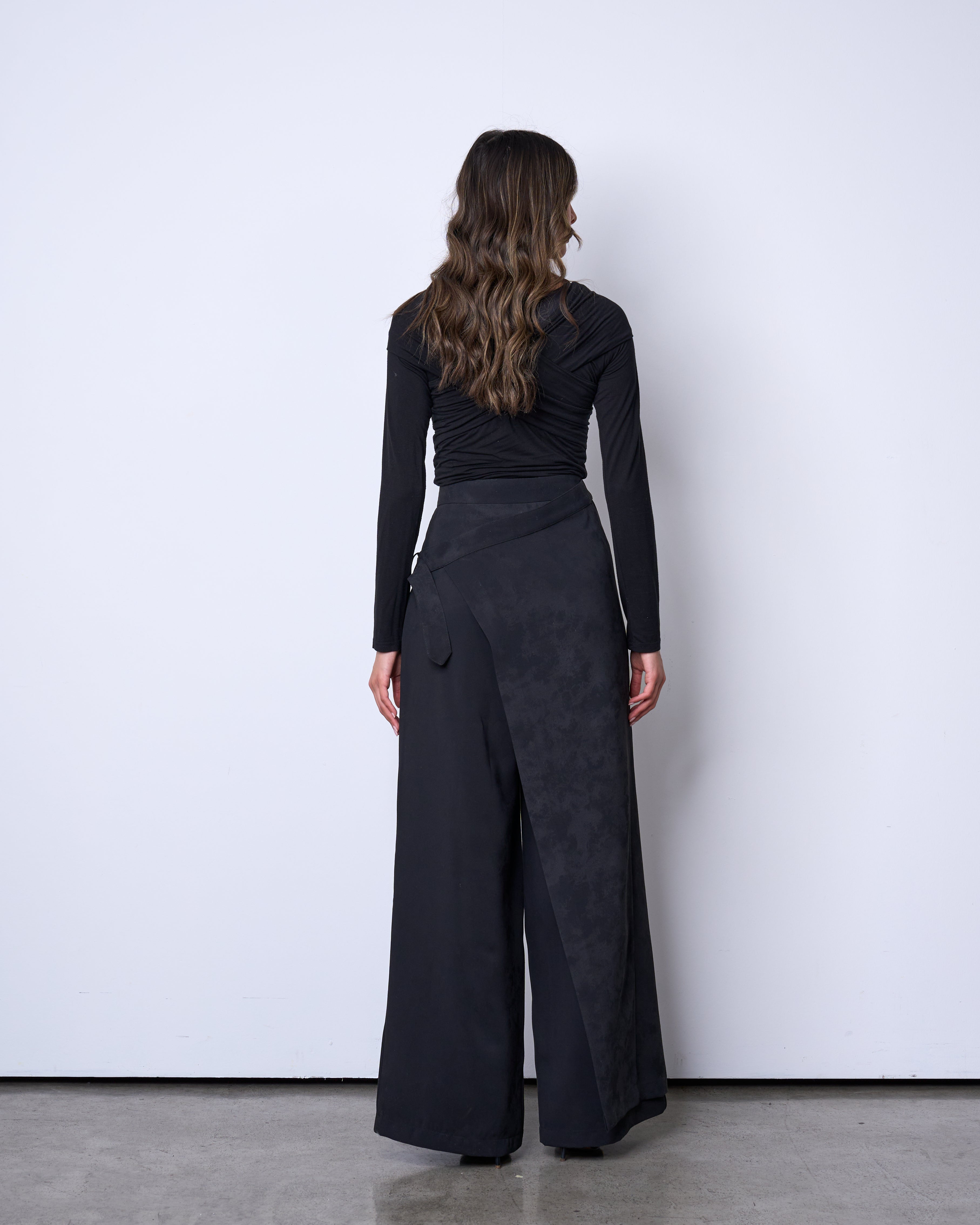 Black Belted Wrap Pants