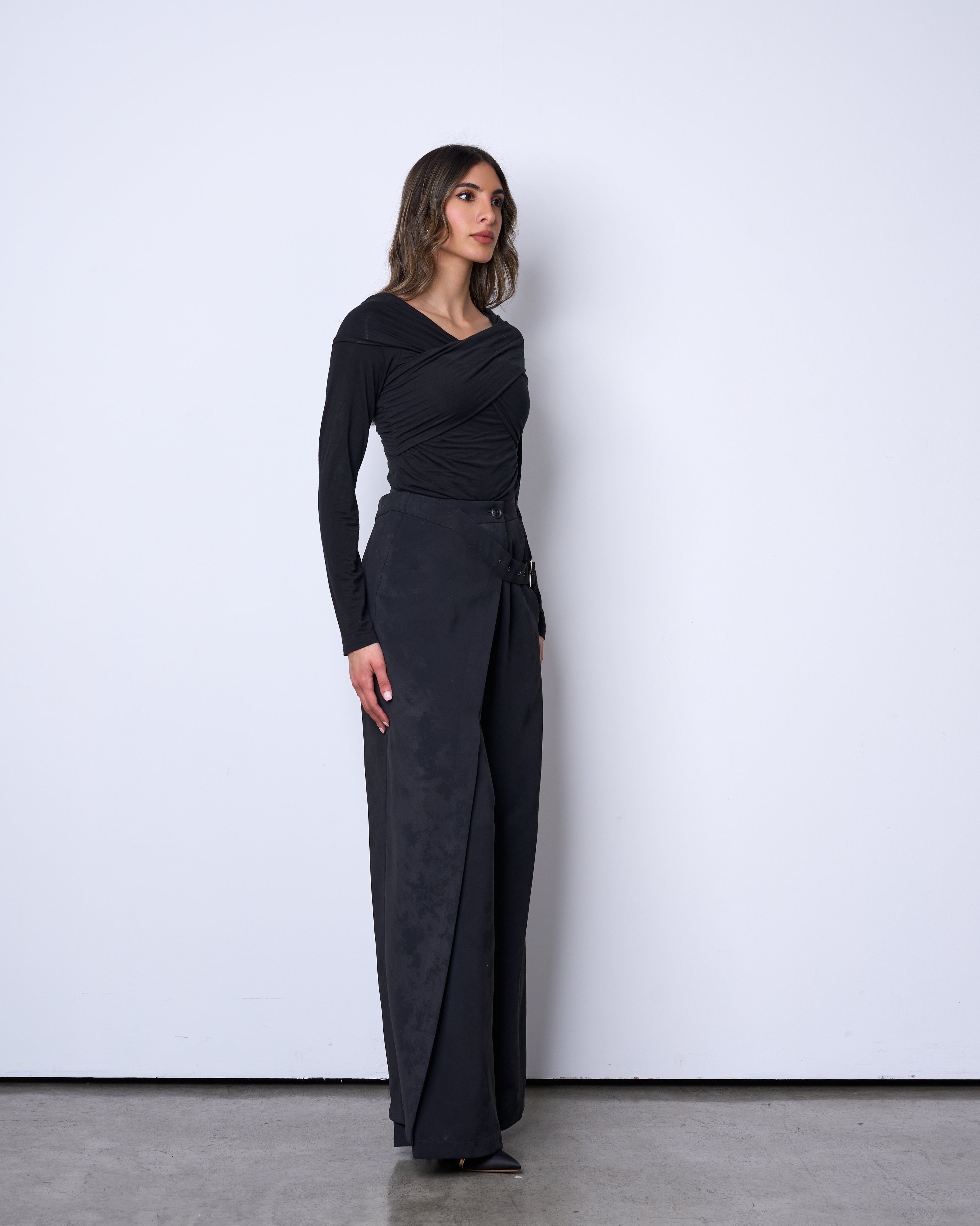 Black Belted Wrap Pants