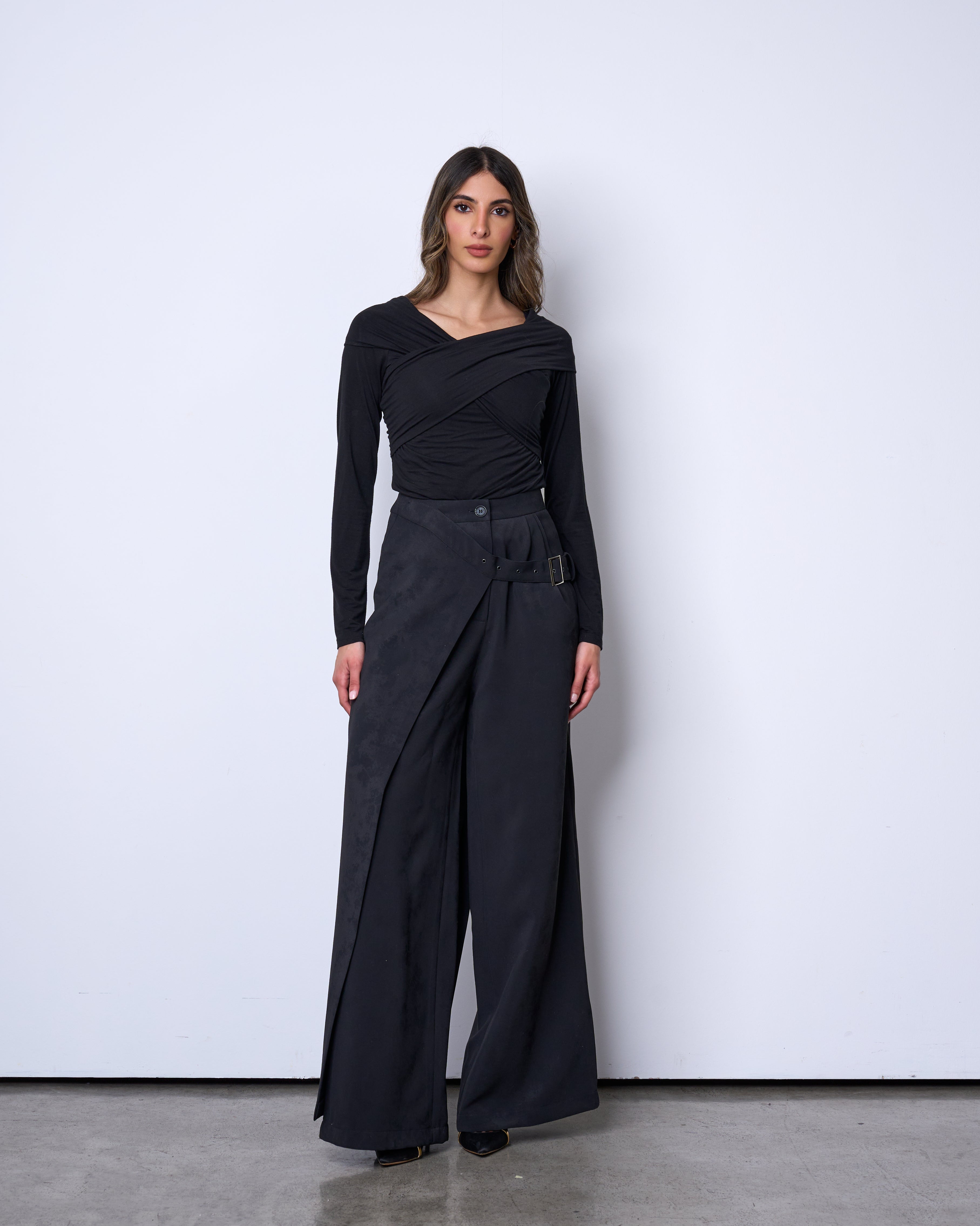 Black Belted Wrap Pants