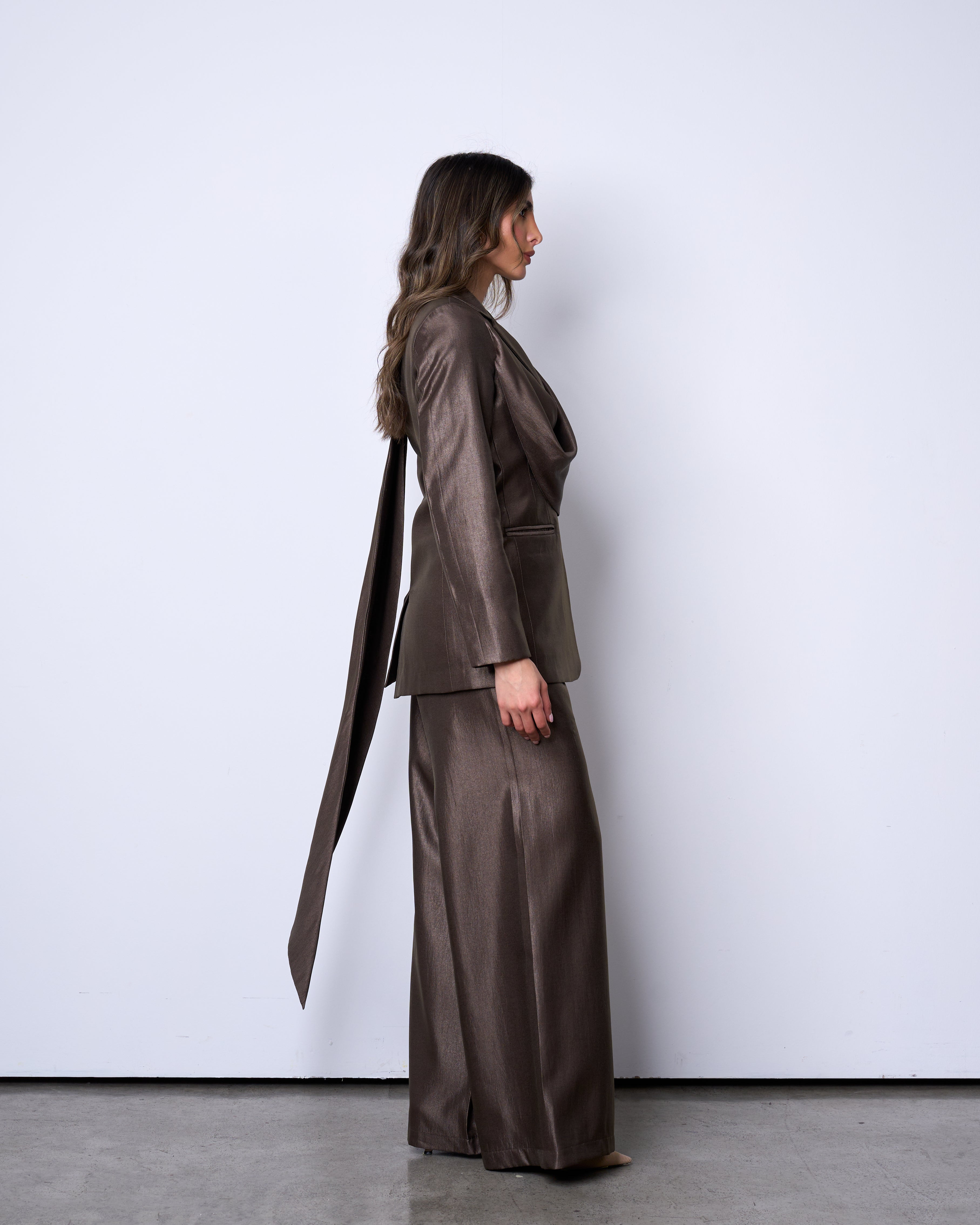 Metallic Brown Scarf Suit