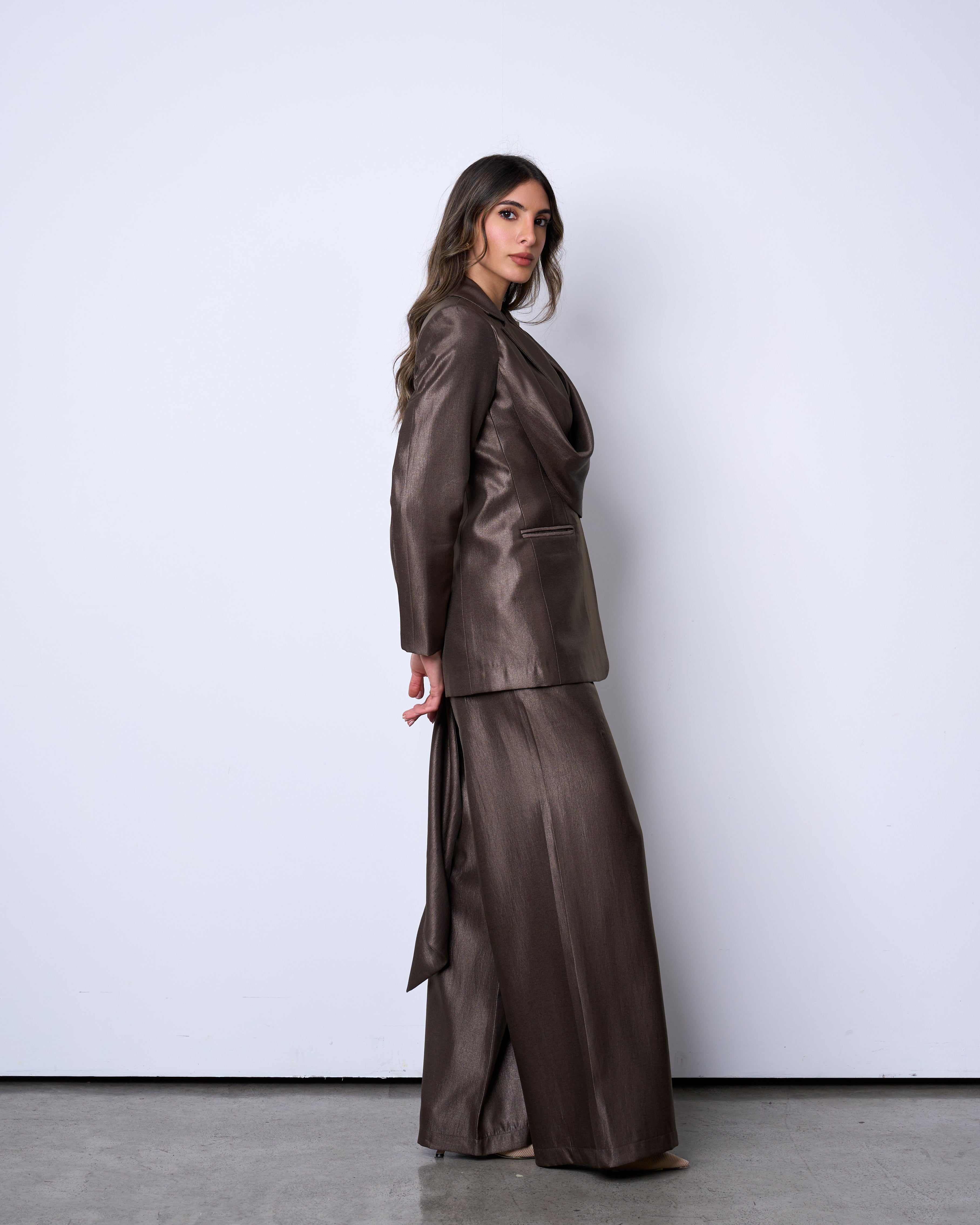Metallic Brown Scarf Suit