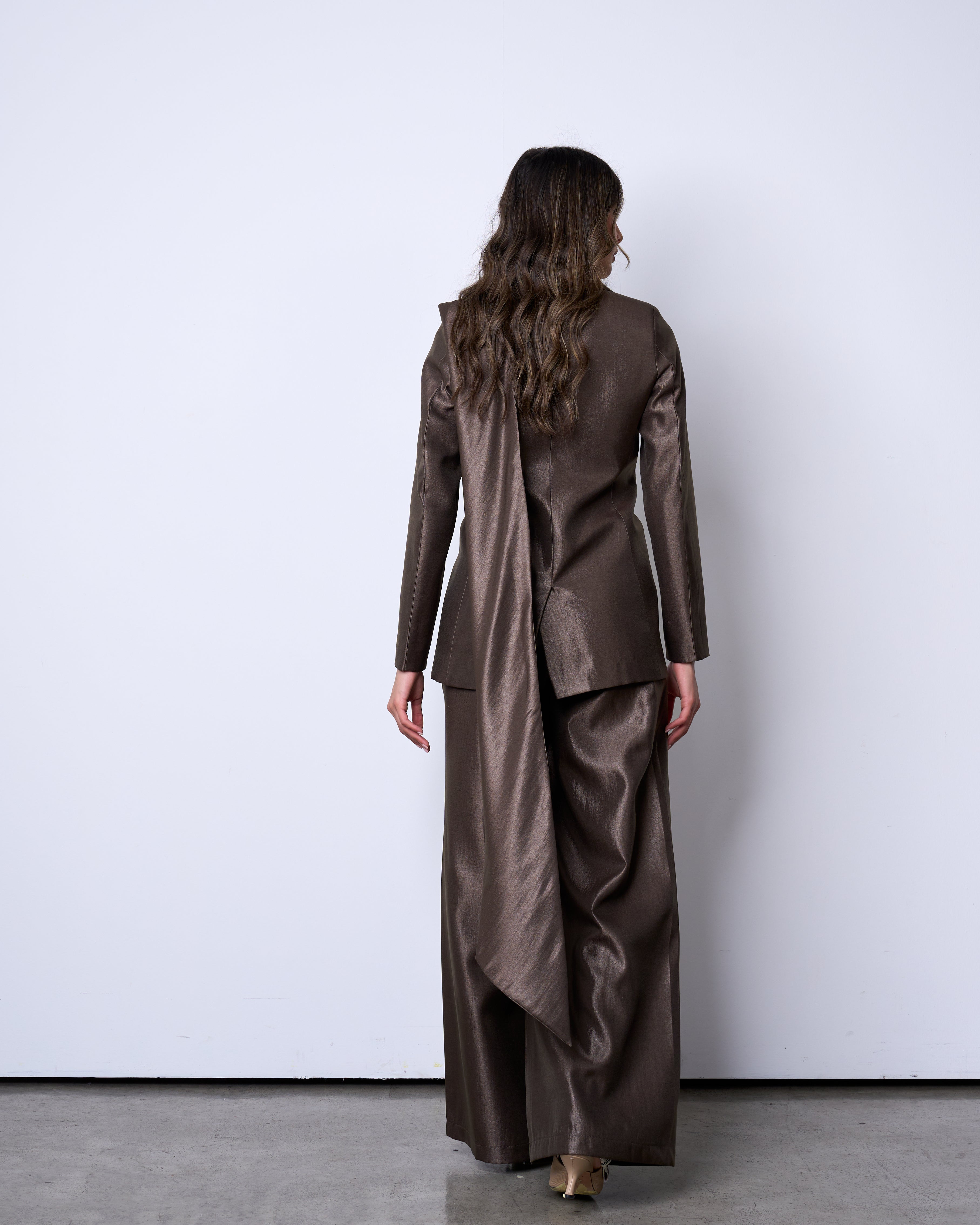 Metallic Brown Scarf Suit