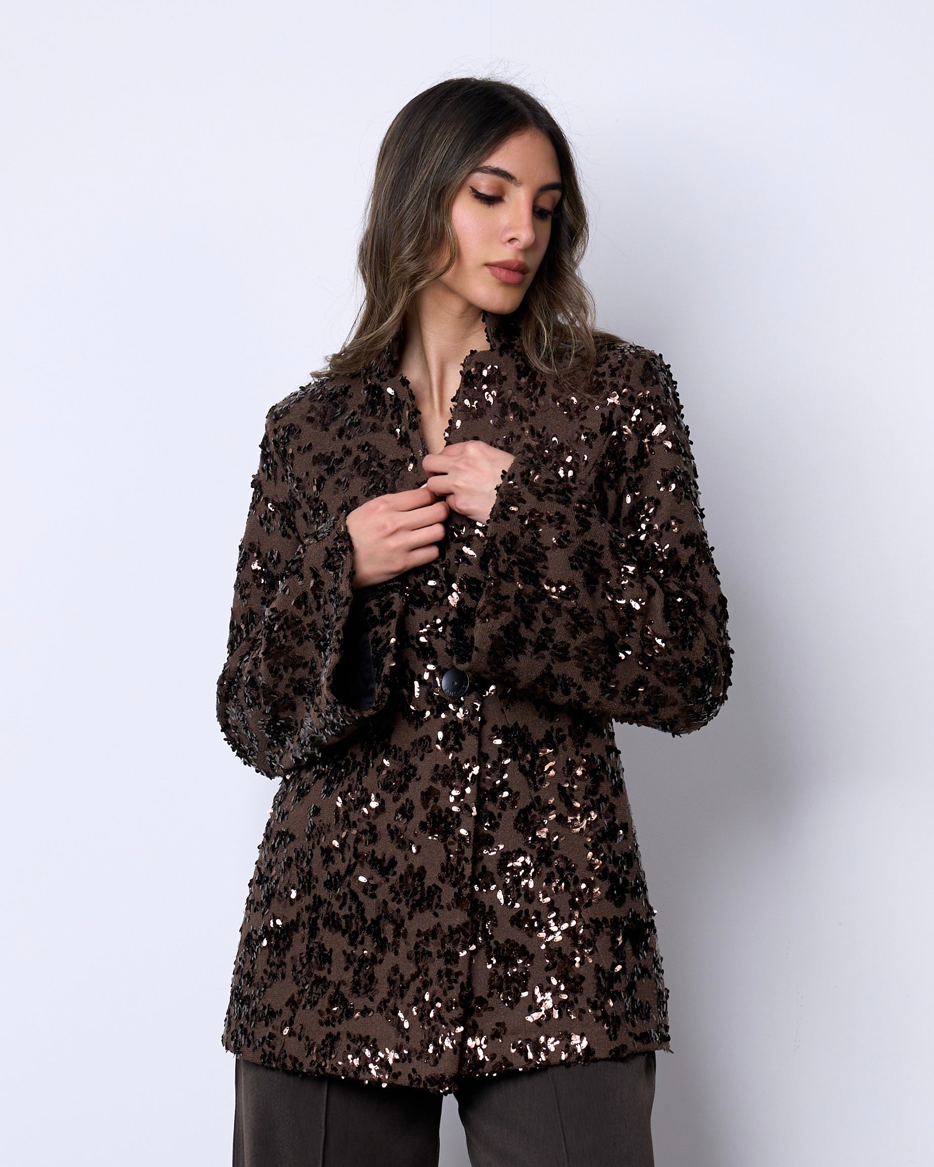 Espresso Textured Sequin Blazer