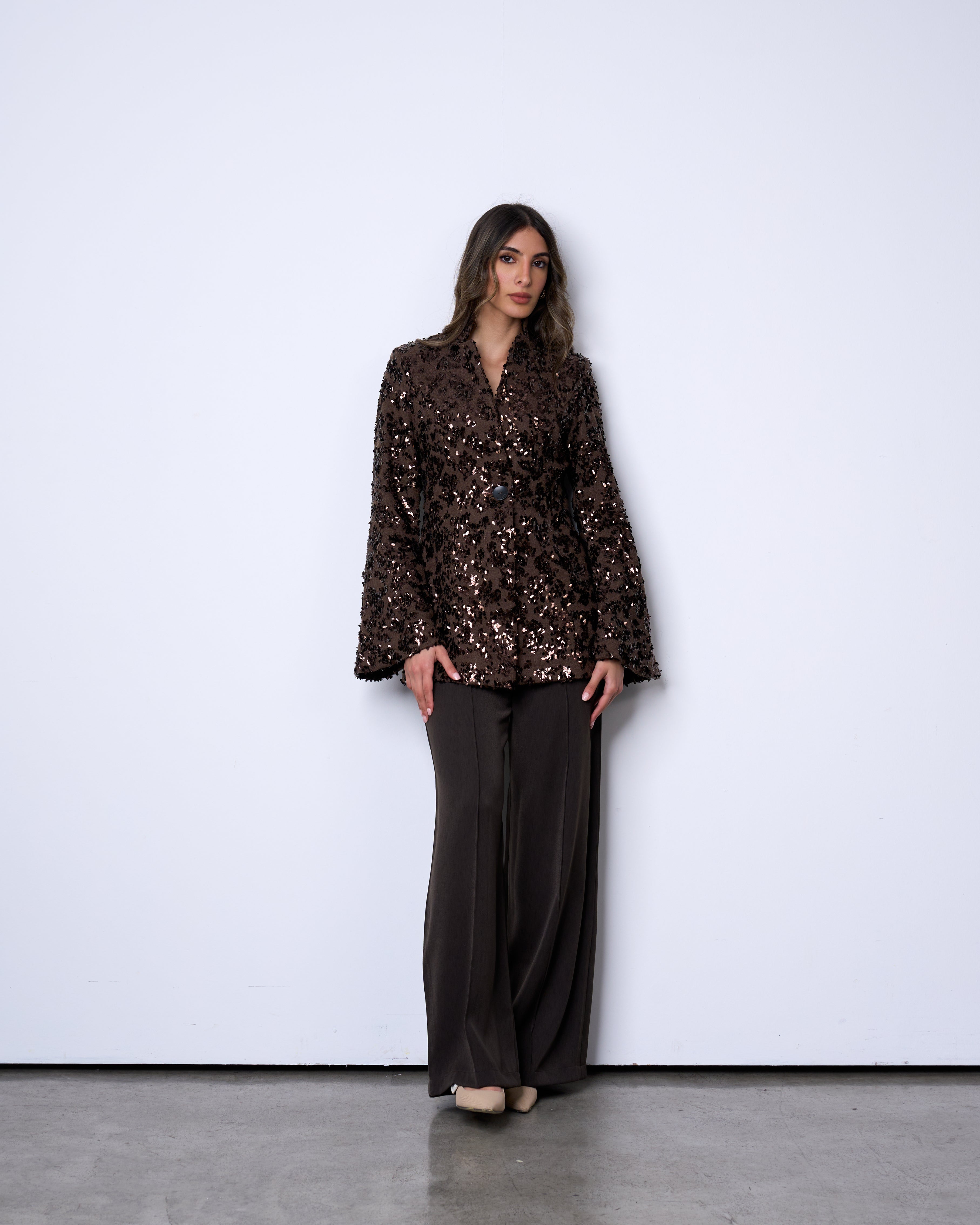 Espresso Textured Sequin Blazer