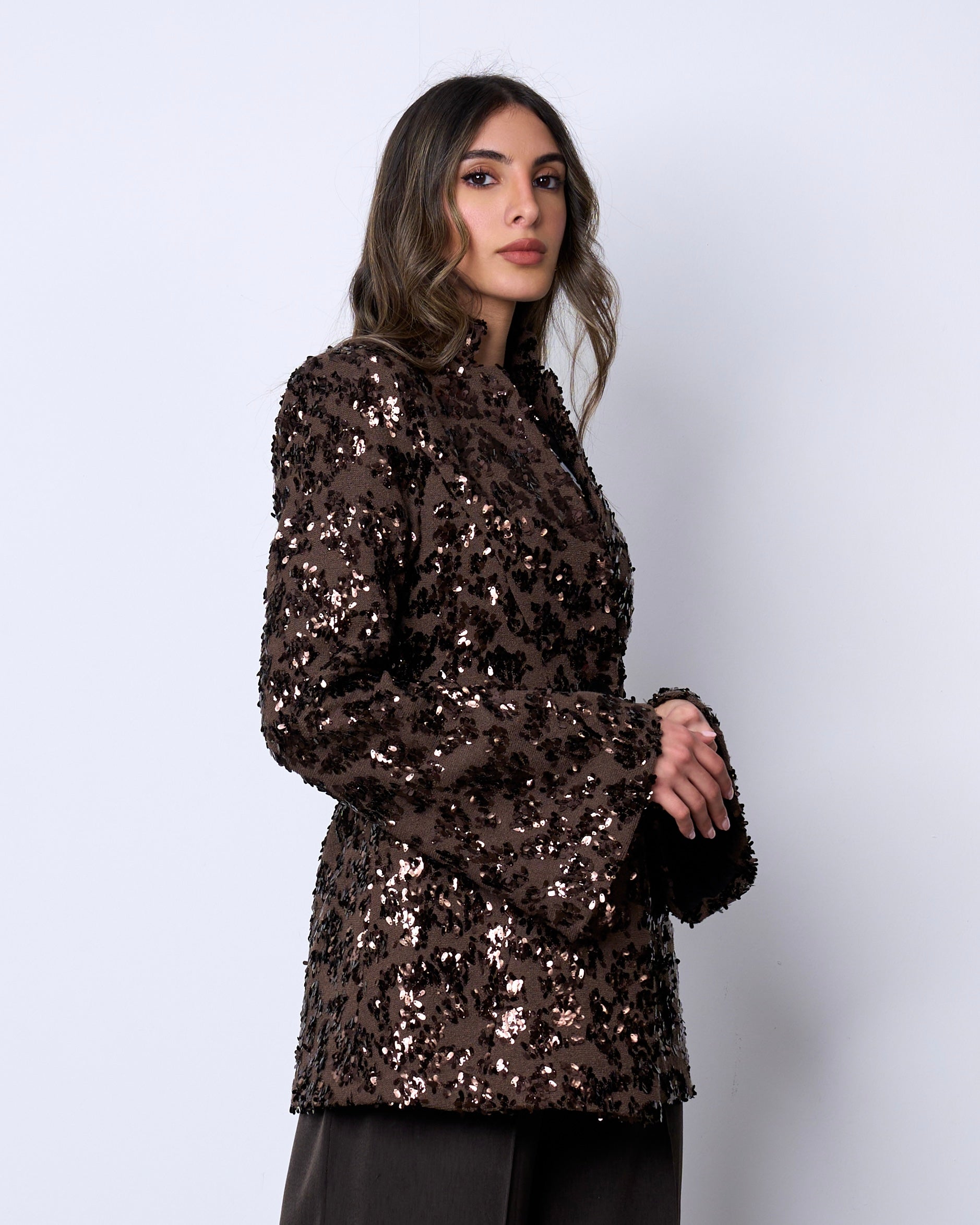 Espresso Textured Sequin Blazer