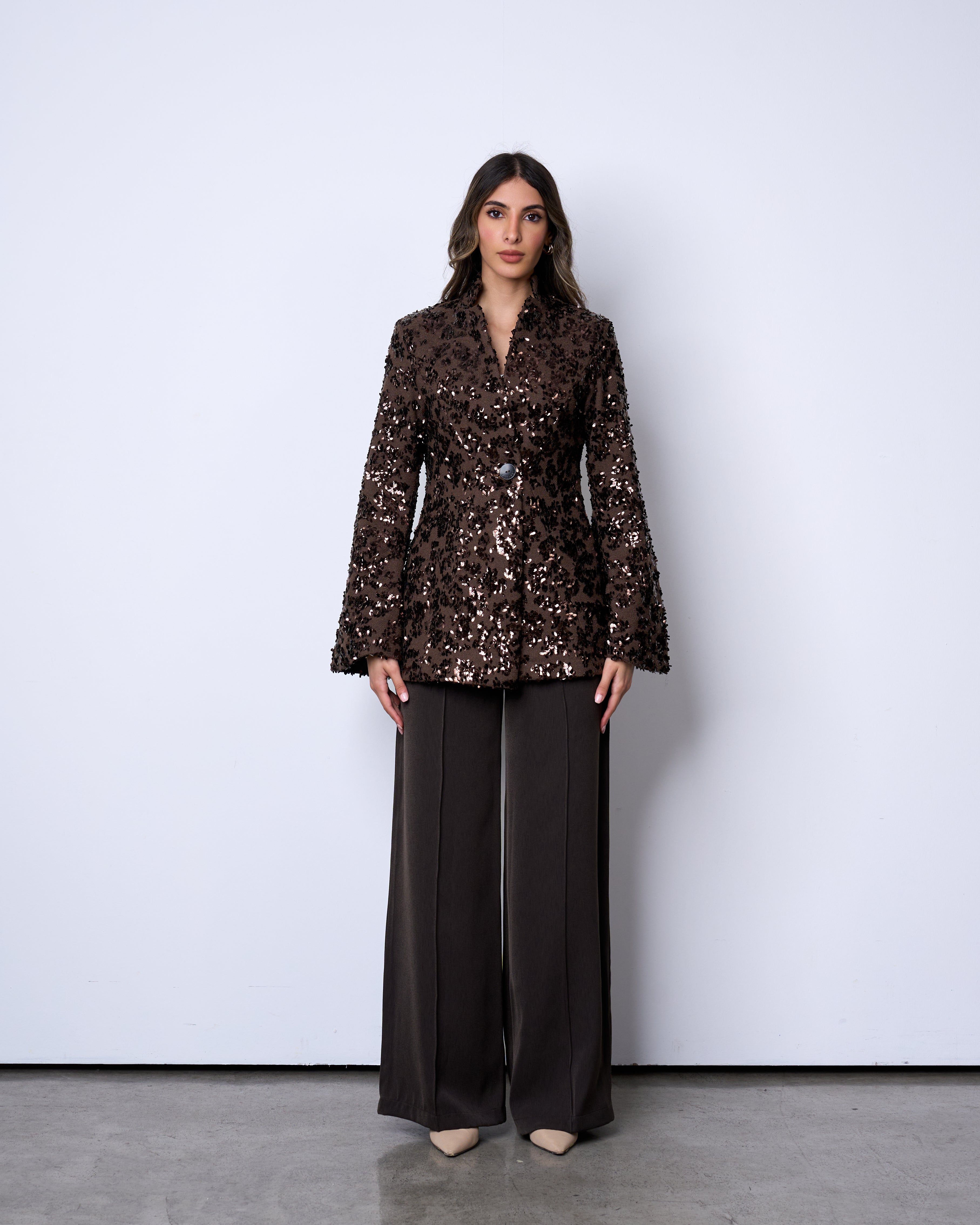 Espresso Textured Sequin Blazer