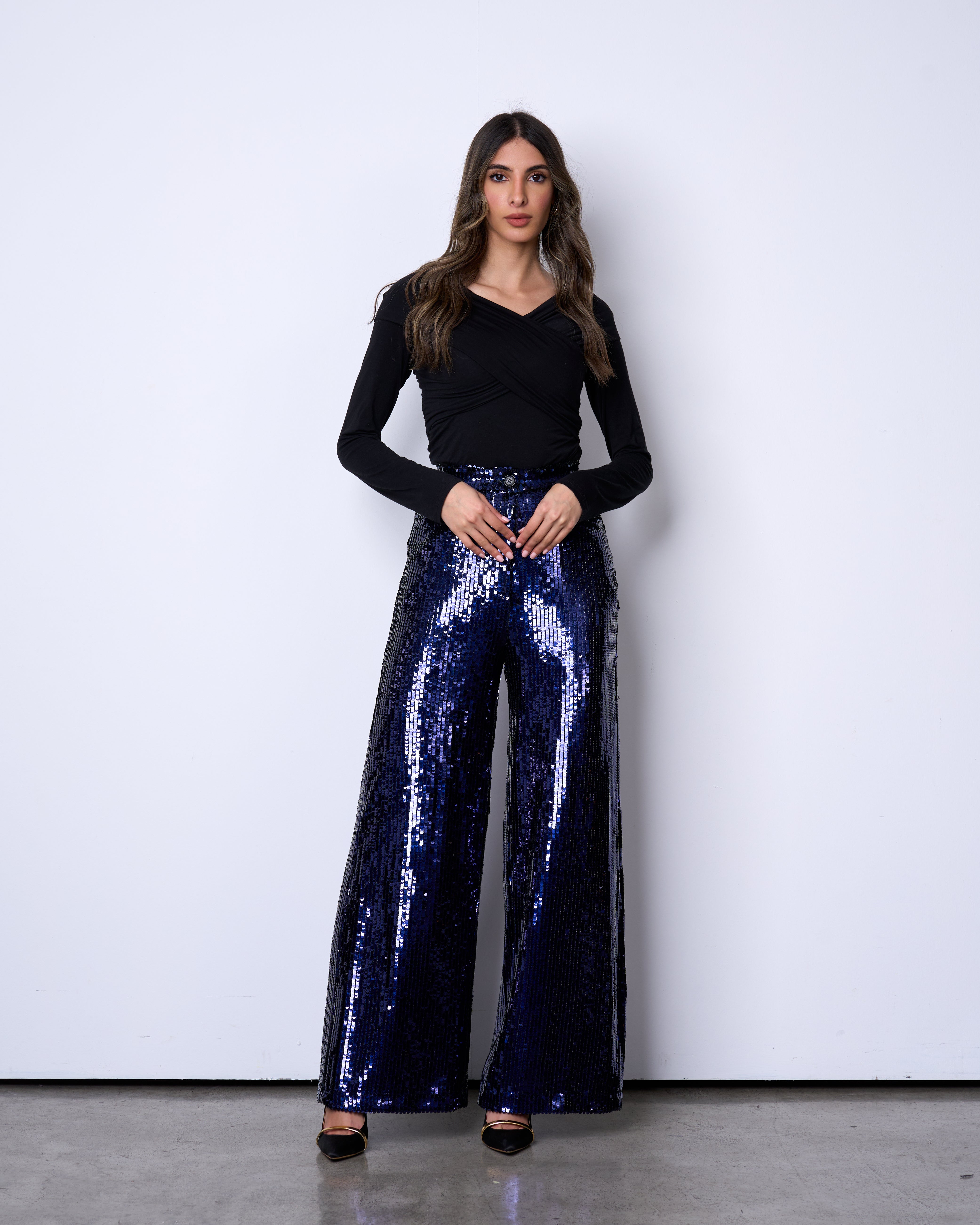 Navy Sequin Pants